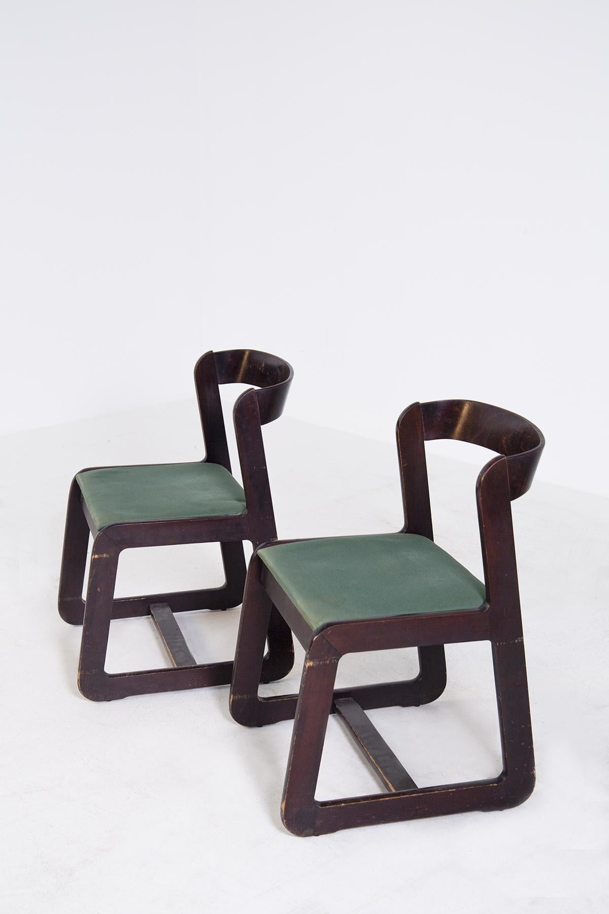 Set of Four Chairs in Wood and Fabric by Willy Rizzo for Mario Sabot, 1970 1