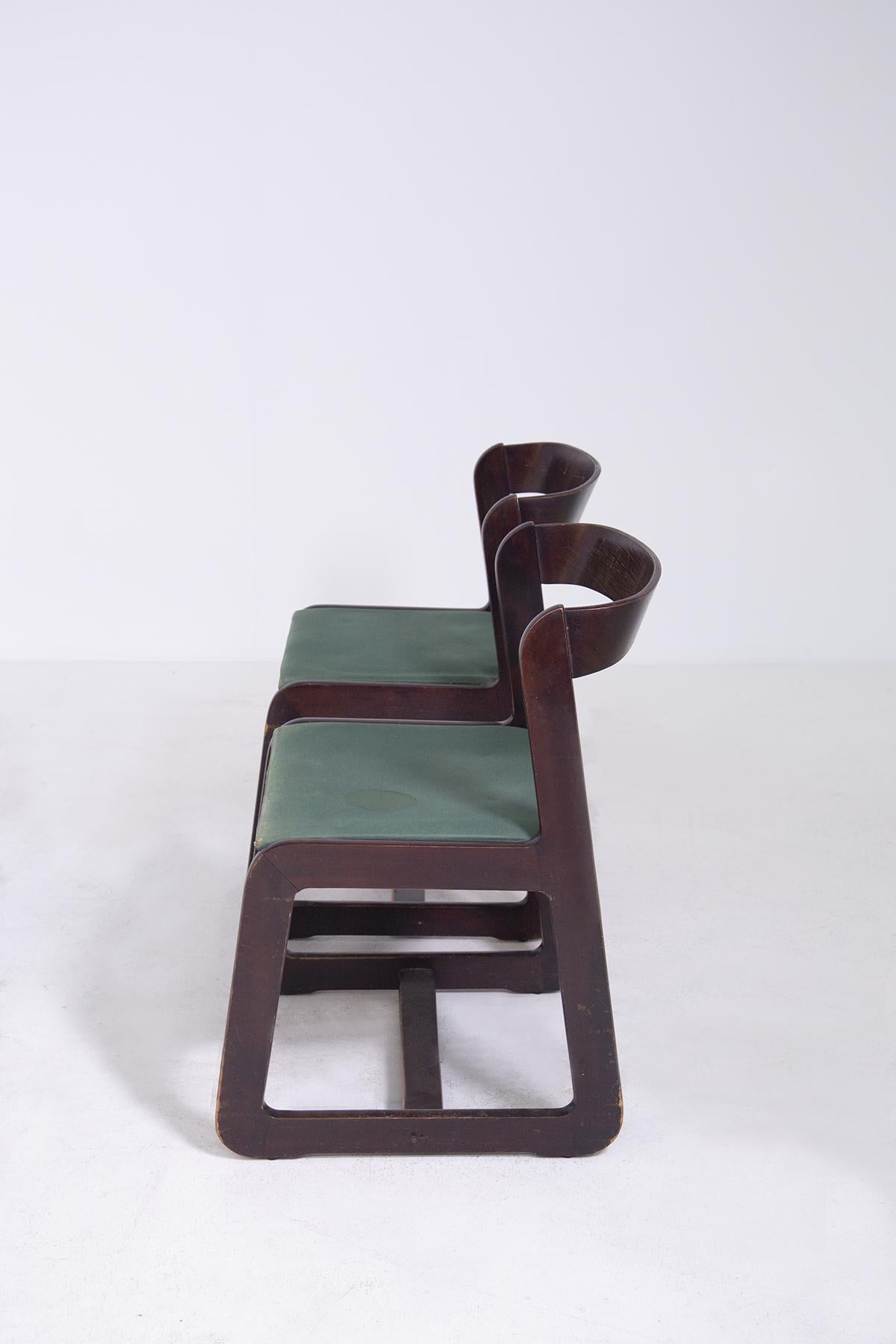 Set of Four Chairs in Wood and Fabric by Willy Rizzo for Mario Sabot, 1970 3