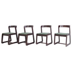 Set of Four Chairs in Wood and Fabric by Willy Rizzo for Mario Sabot, 1970