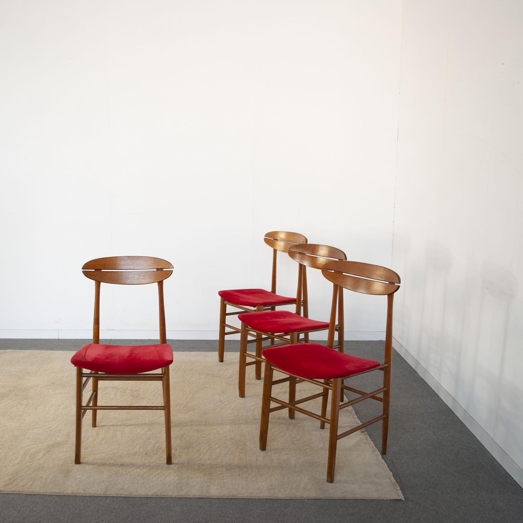 Mid-20th Century Set of Four Chairs Italian Production For Sale