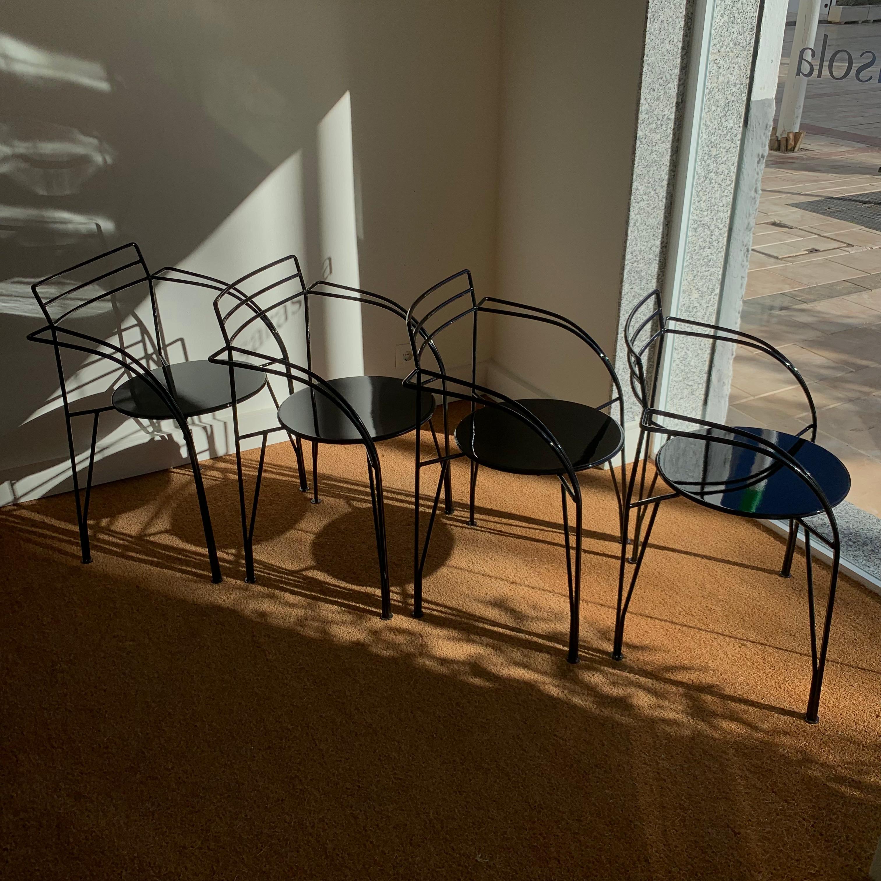 Fin du 20e siècle Ensemble de quatre chaises « Lune d'argent » de Pascal Mourgue, fabriquée par Fermob. en vente