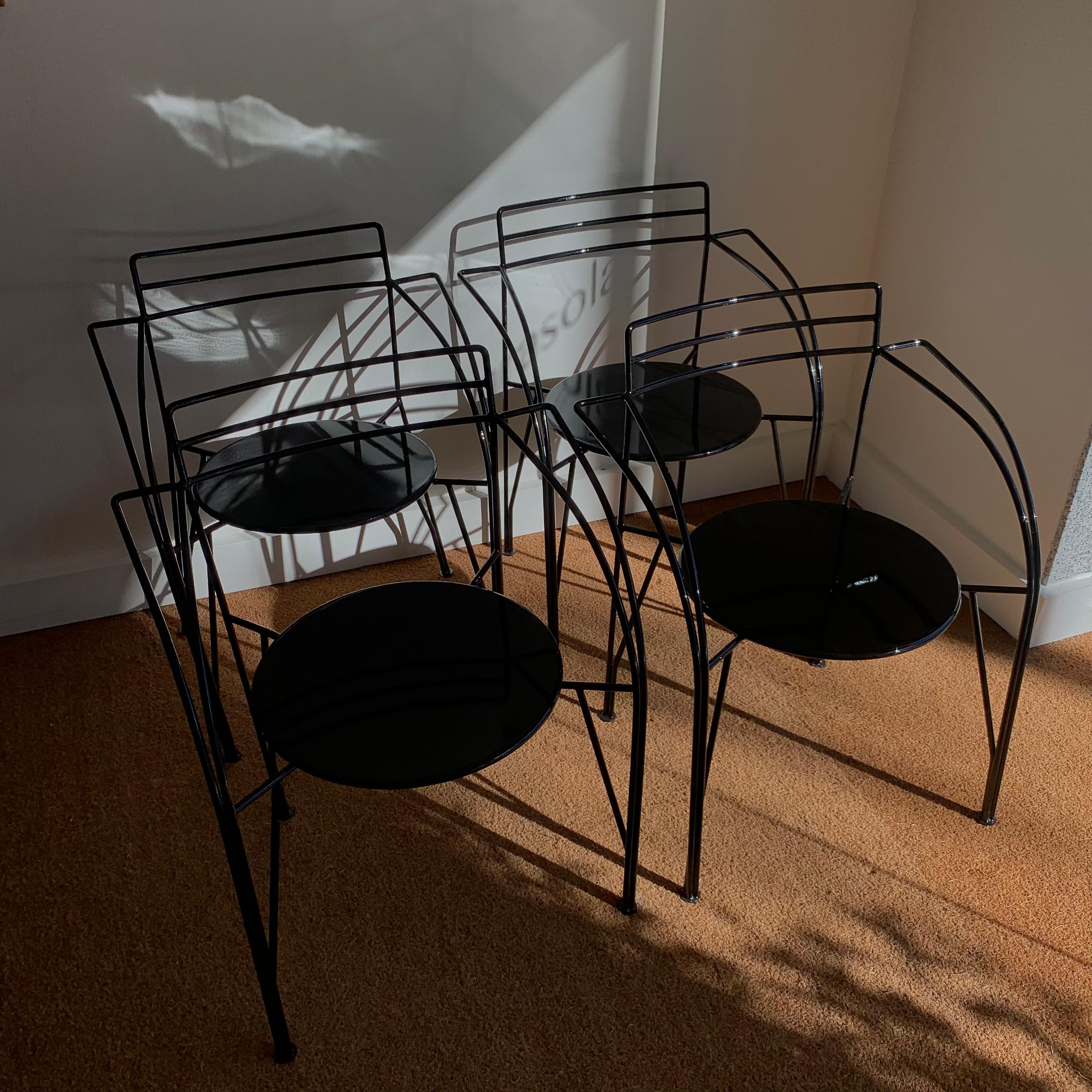 Métal Ensemble de quatre chaises « Lune d'argent » de Pascal Mourgue, fabriquée par Fermob. en vente