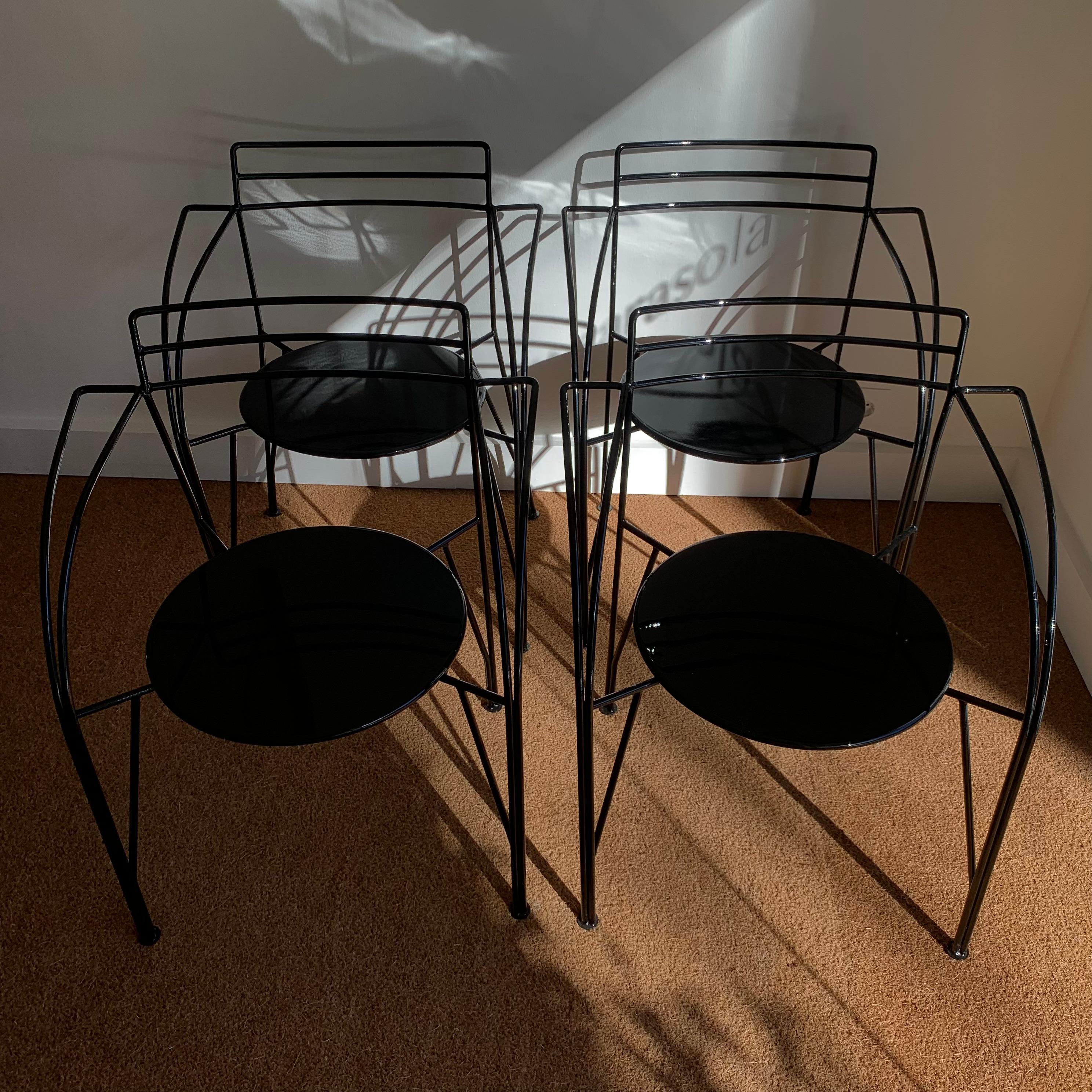 Ensemble de quatre chaises « Lune d'argent » de Pascal Mourgue, fabriquée par Fermob. en vente 1