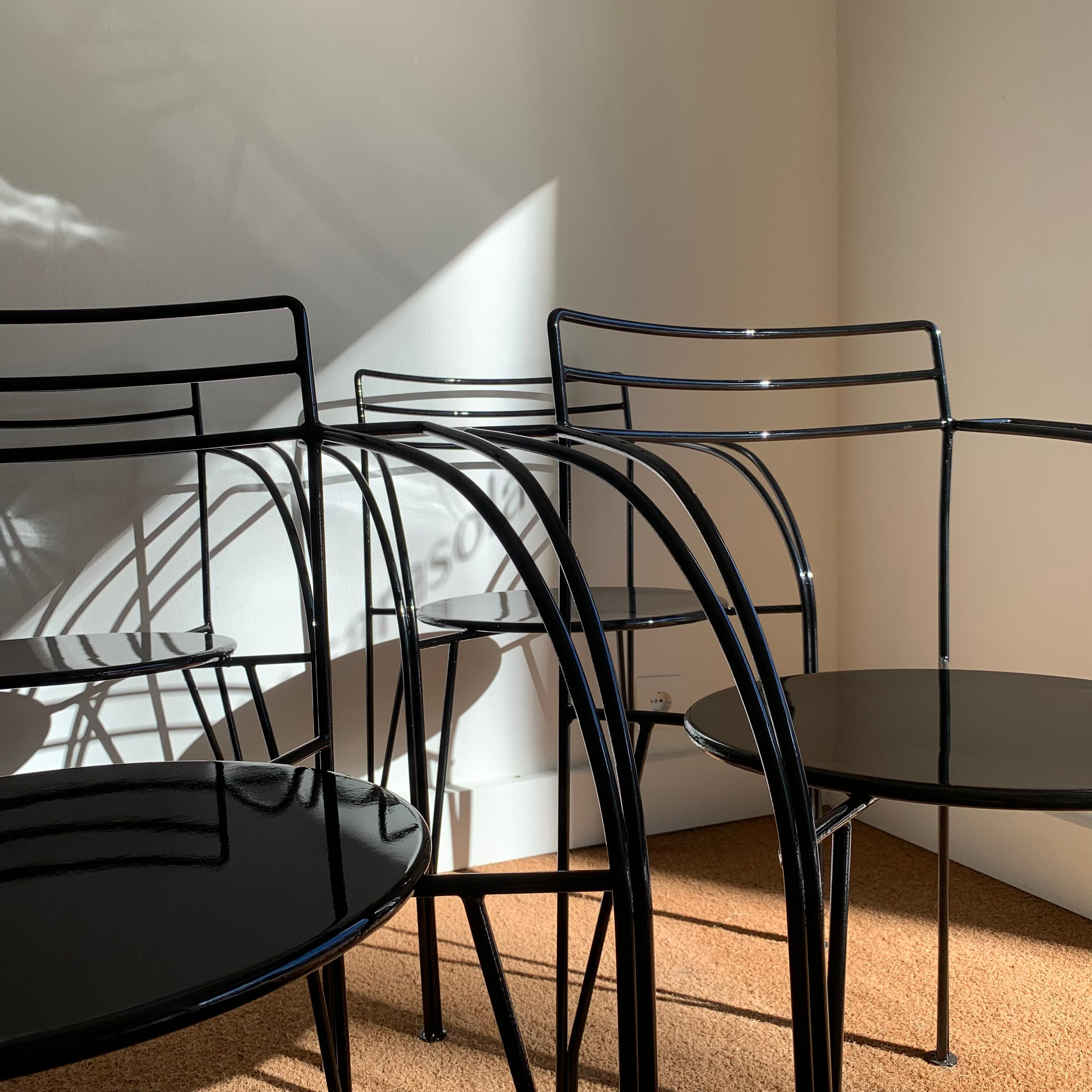 Ensemble de quatre chaises « Lune d'argent » de Pascal Mourgue, fabriquée par Fermob. en vente 3