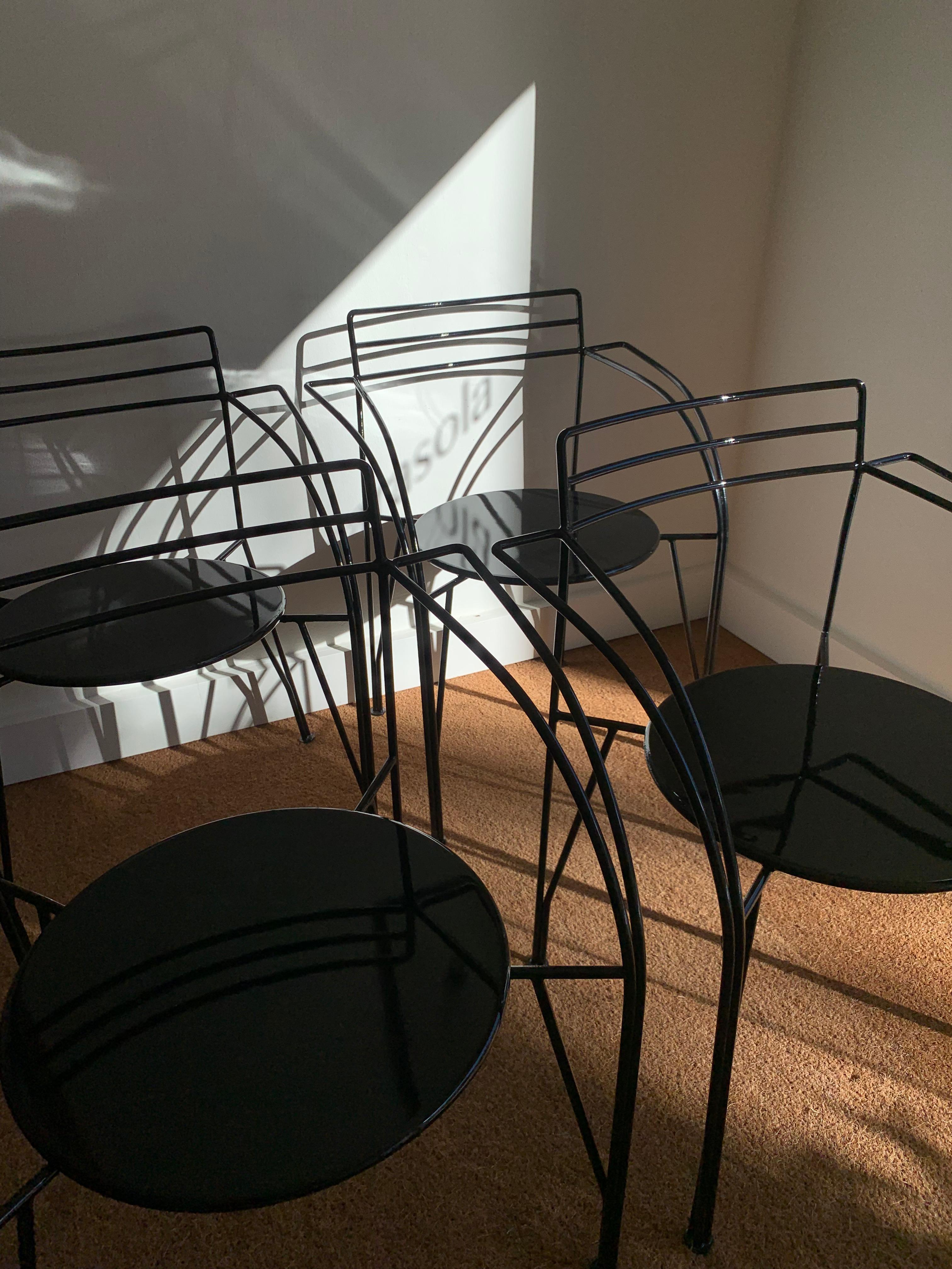 Ensemble de quatre chaises « Lune d'argent » de Pascal Mourgue, fabriquée par Fermob. en vente 4