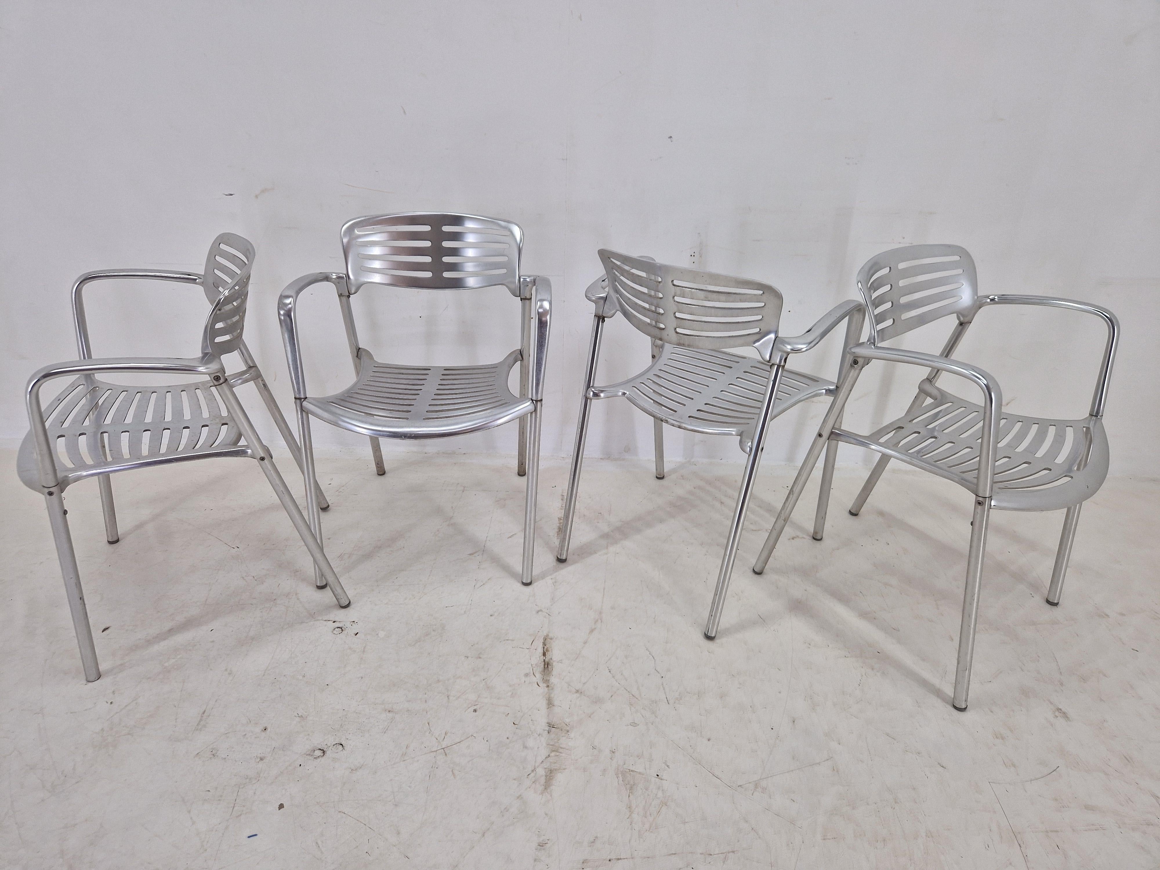 Aluminum Set of Four Chairs TOLEDO designed by Jorge Pensi for Amat, Spain, 1988