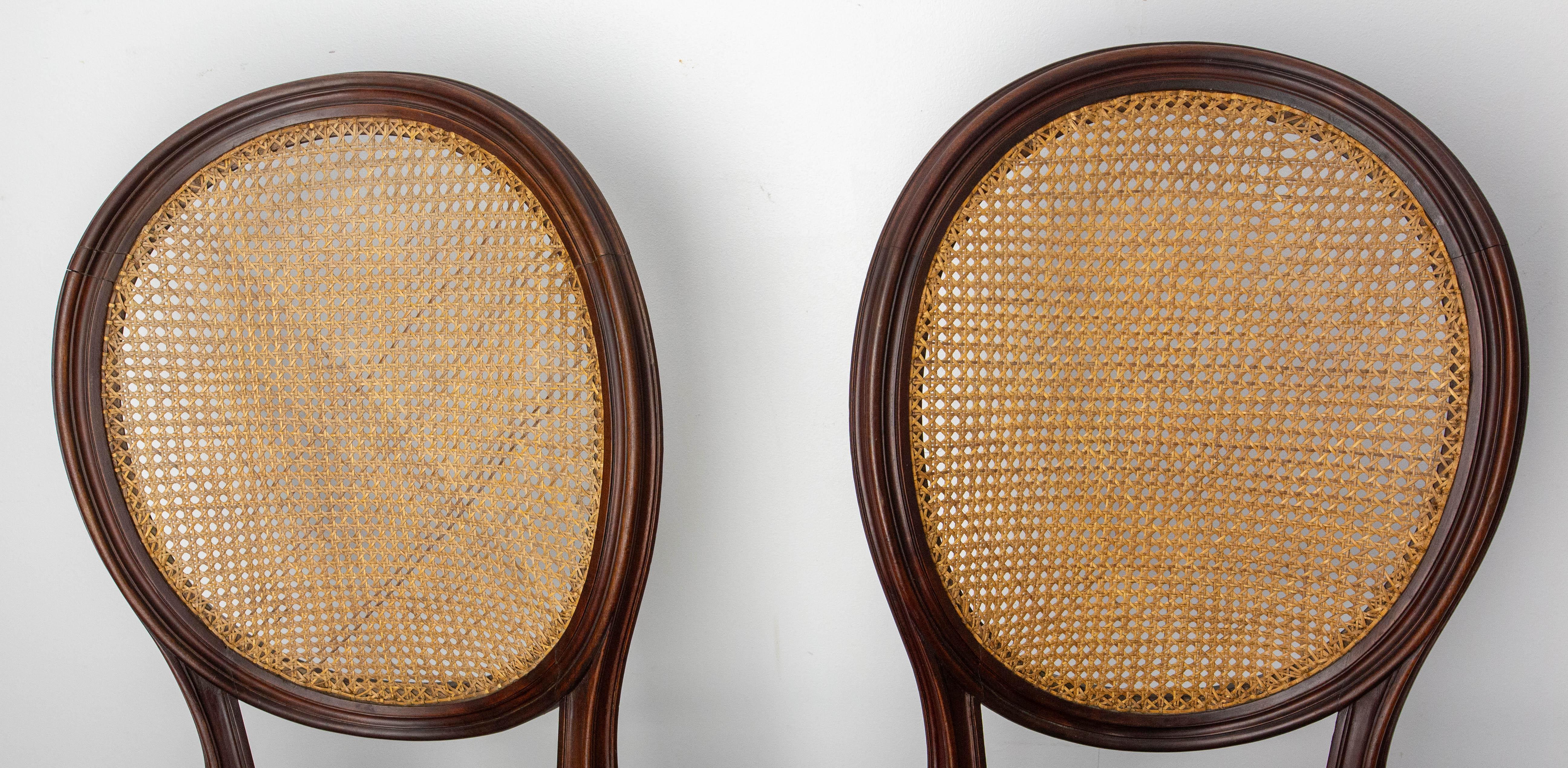 Set of Four Chairs & Two Armchairs Wood  & Cane Louis XVI St, French, circa 1900 For Sale 11