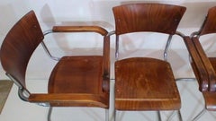 Set of four chairs with table by Robert Slezák, functionalism, 1935