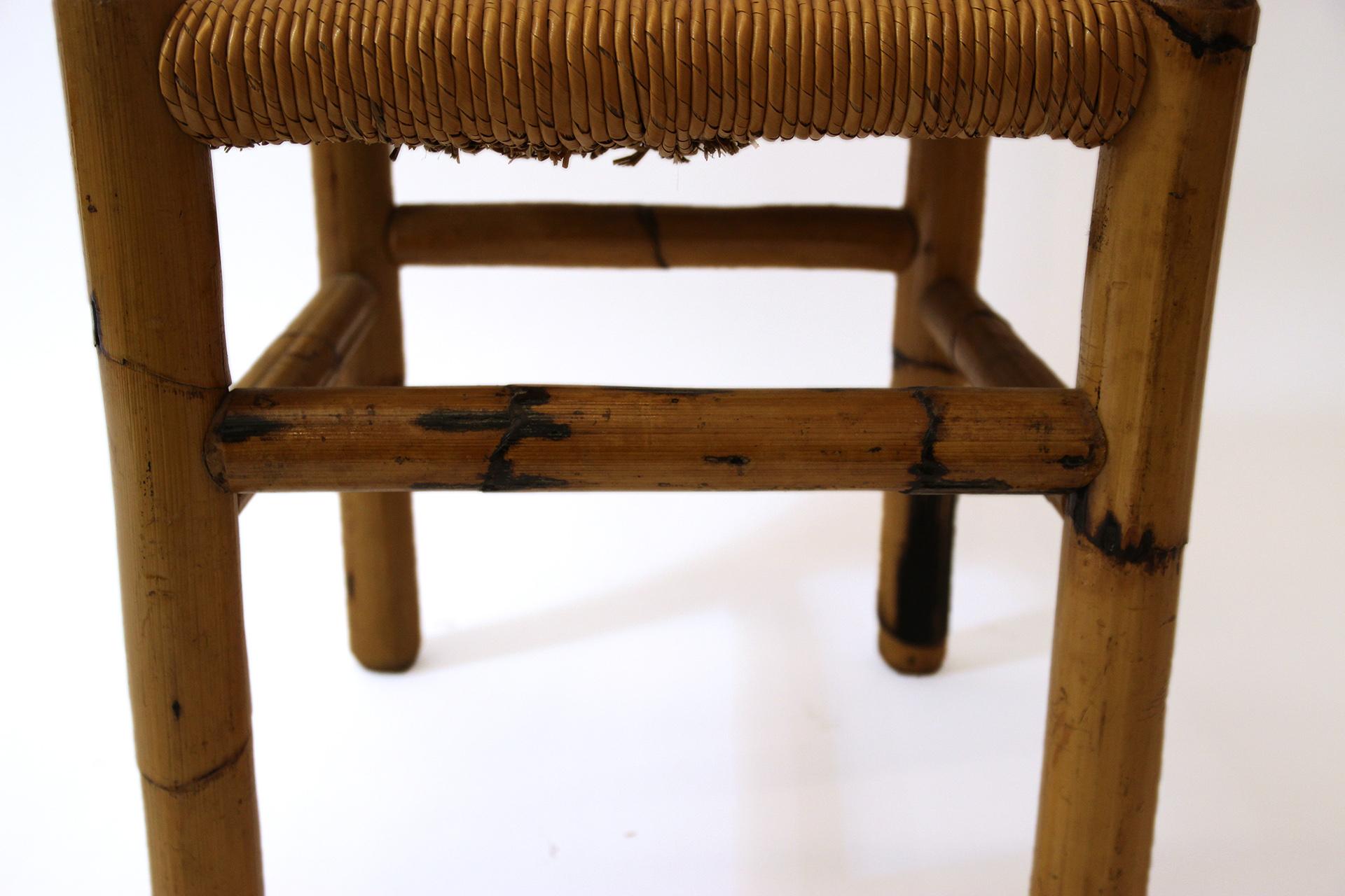 Set of Four Chairs, Wood and Bamboo, circa 1970, France 5