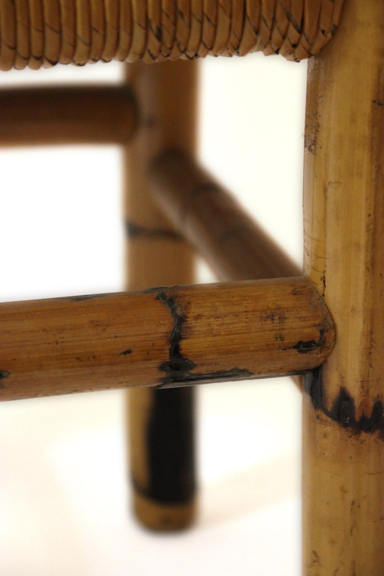 Set of Four Chairs, Wood and Bamboo, circa 1970, France 6