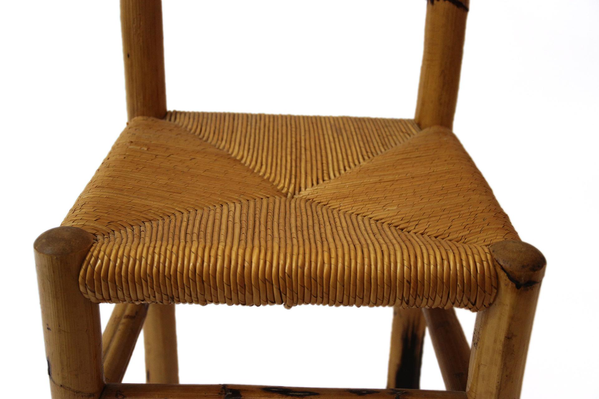 Set of Four Chairs, Wood and Bamboo, circa 1970, France 2