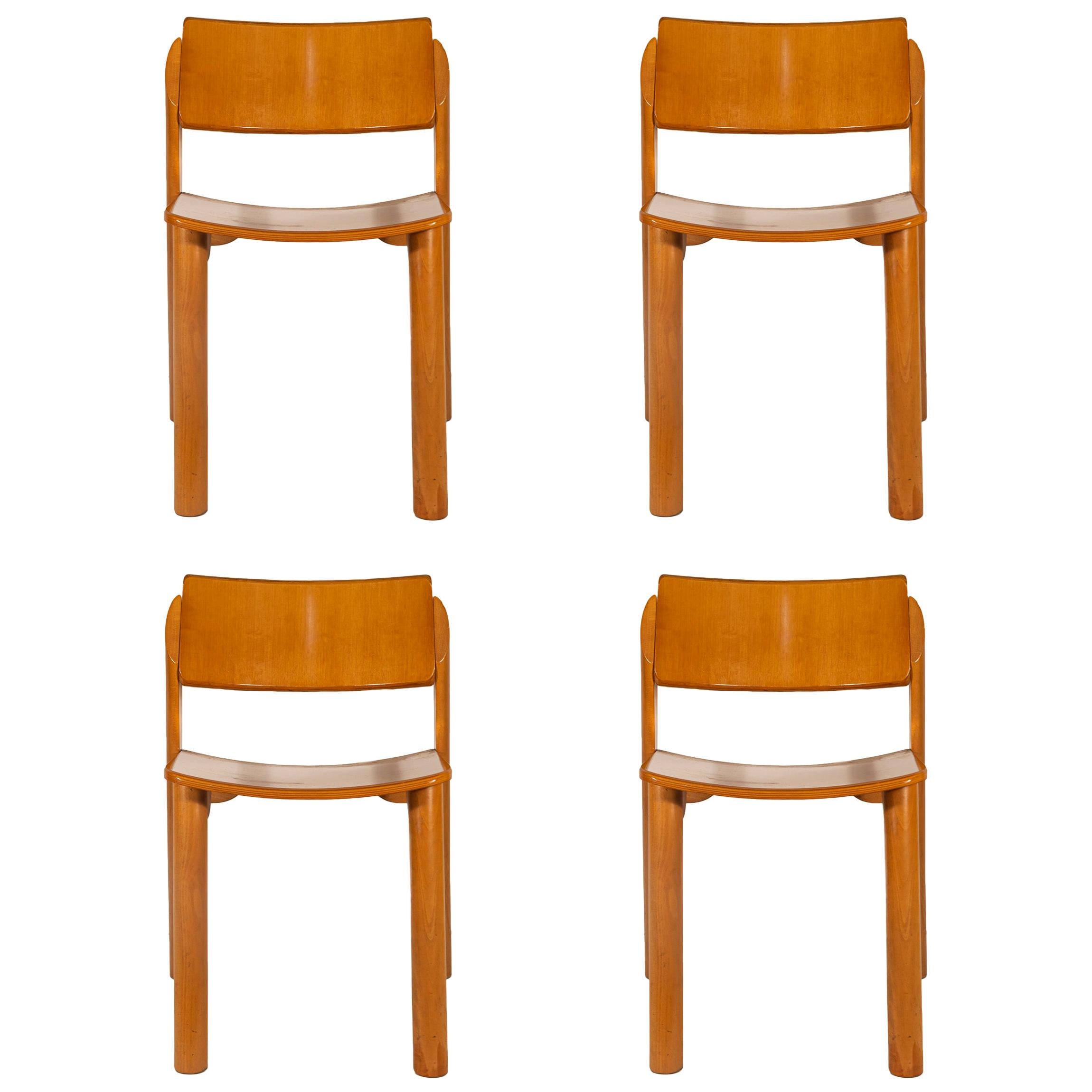Set of Four Chairs, Wood, France, circa 1960