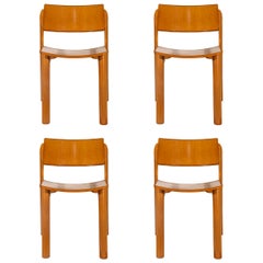Set of Four Chairs, Wood, France, circa 1960