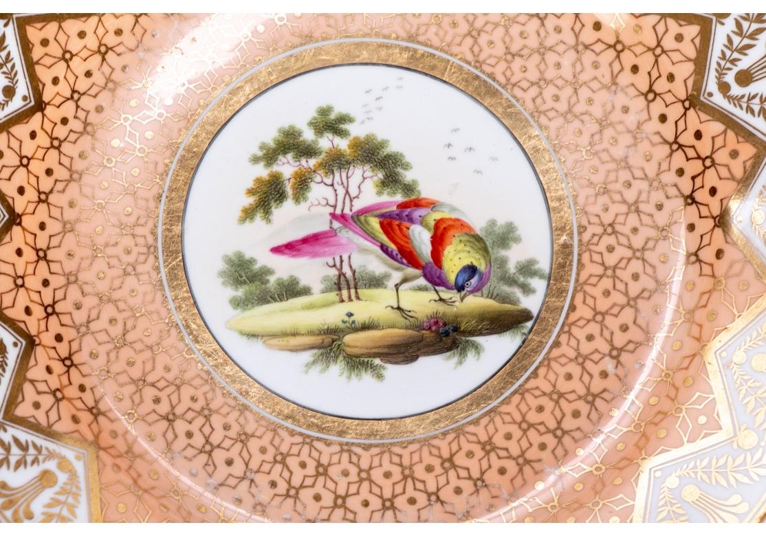 Ensemble de quatre assiettes en porcelaine de Chamberlain Worcester avec oiseaux exotiques 4