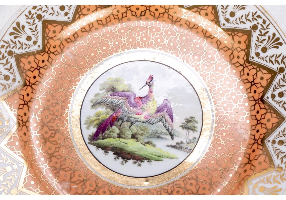 Ensemble de quatre assiettes en porcelaine de Chamberlain Worcester avec oiseaux exotiques 2