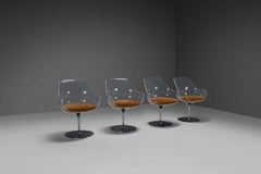 Set of four Champagne chair by Estelle & Erwine Laverne in Suede and Lucite