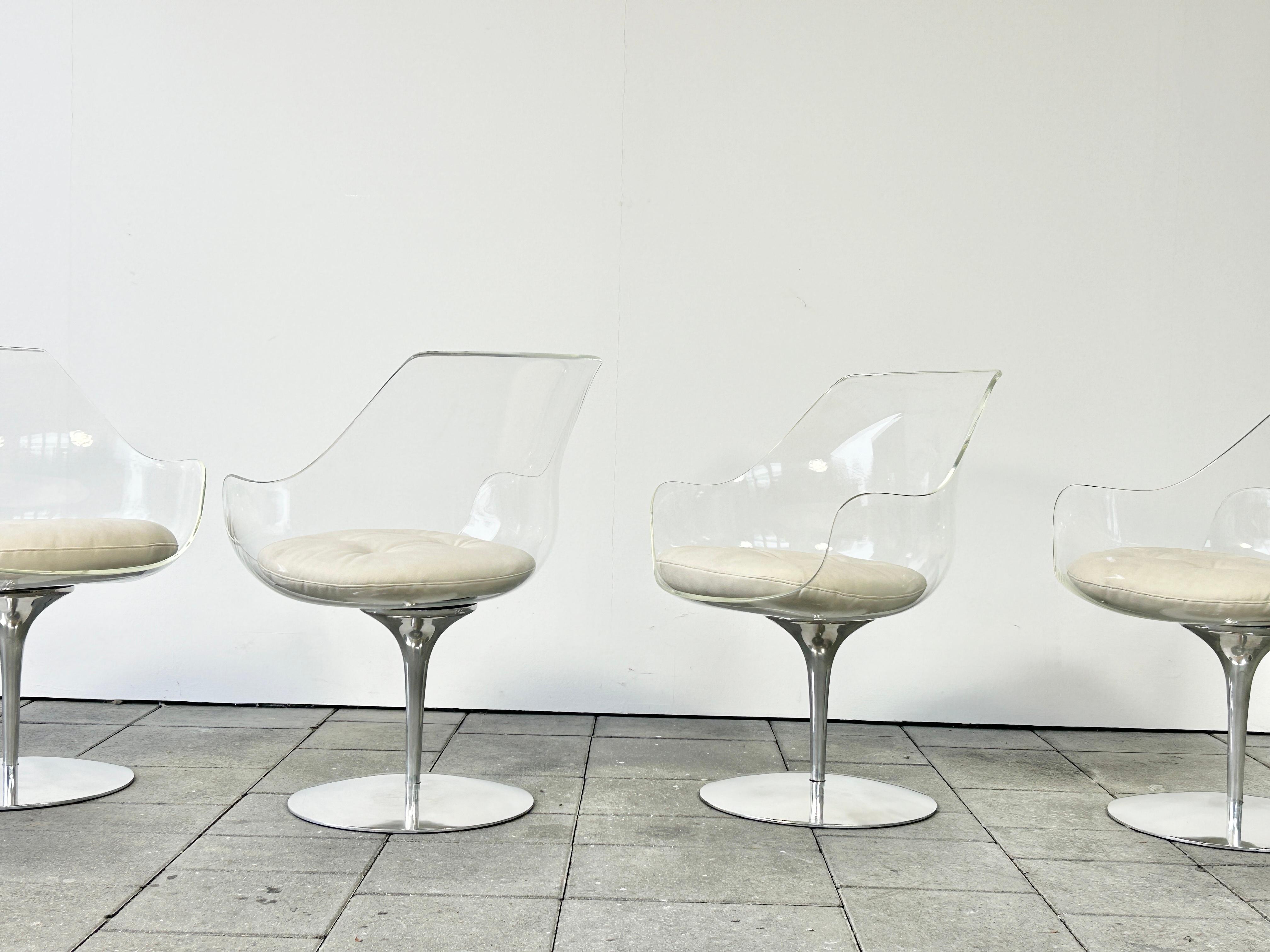 Set of four Champagne chairs by Estelle & Erwine Laverne for Formes Nouvelles For Sale 3