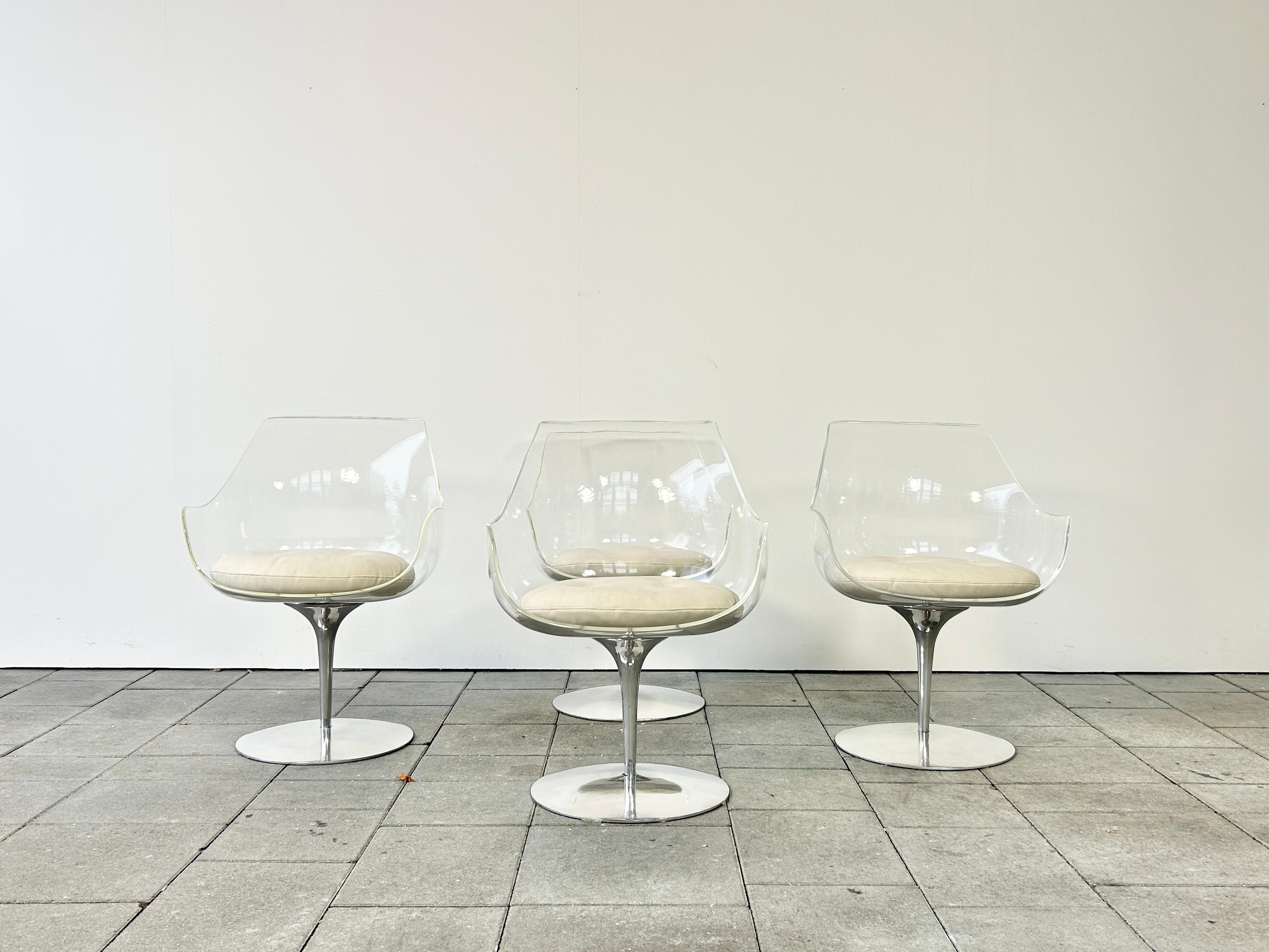 20th Century Set of four Champagne chairs by Estelle & Erwine Laverne for Formes Nouvelles For Sale