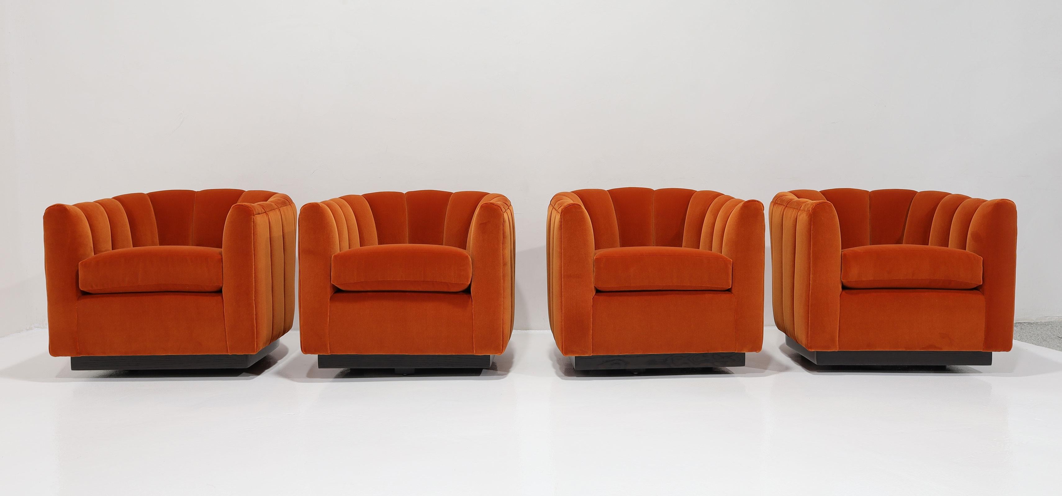 American Set of Four Channel Back Swivel Chairs, 1970s For Sale