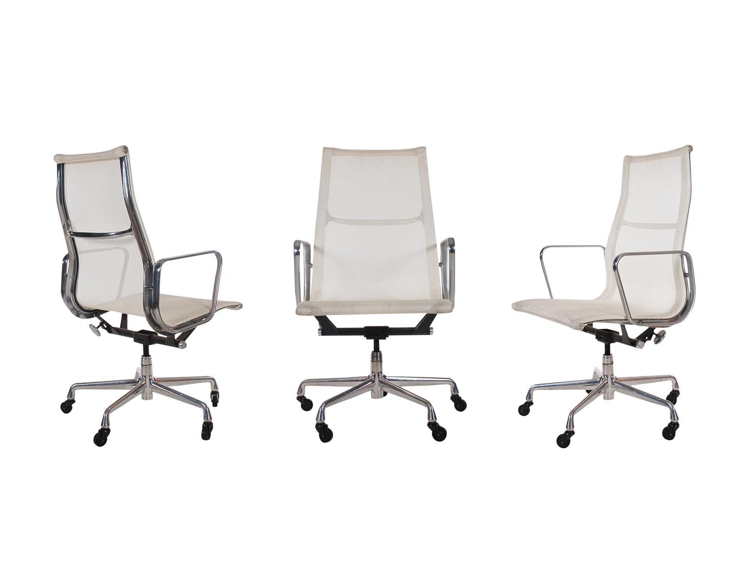 American Set of Four Charles Eames for Herman Miller White Conference Room Office Chairs