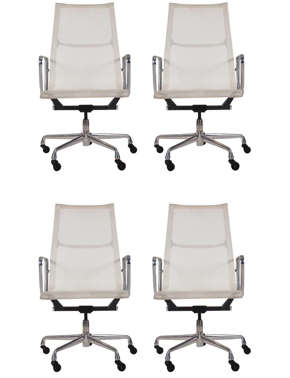 Set of Four Charles Eames for Herman Miller White Conference Room Office Chairs 1