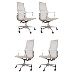 Set of Four Charles Eames for Herman Miller White Conference Room Office Chairs