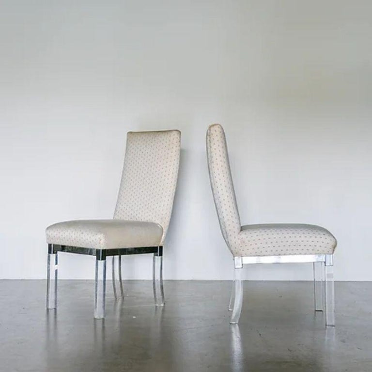 20th Century Set of Four Charles Hollis Jones Lucite Dining Chairs, 1970s For Sale