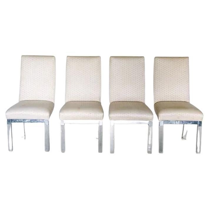 Set of Four Charles Hollis Jones Lucite Dining Chairs, 1970s