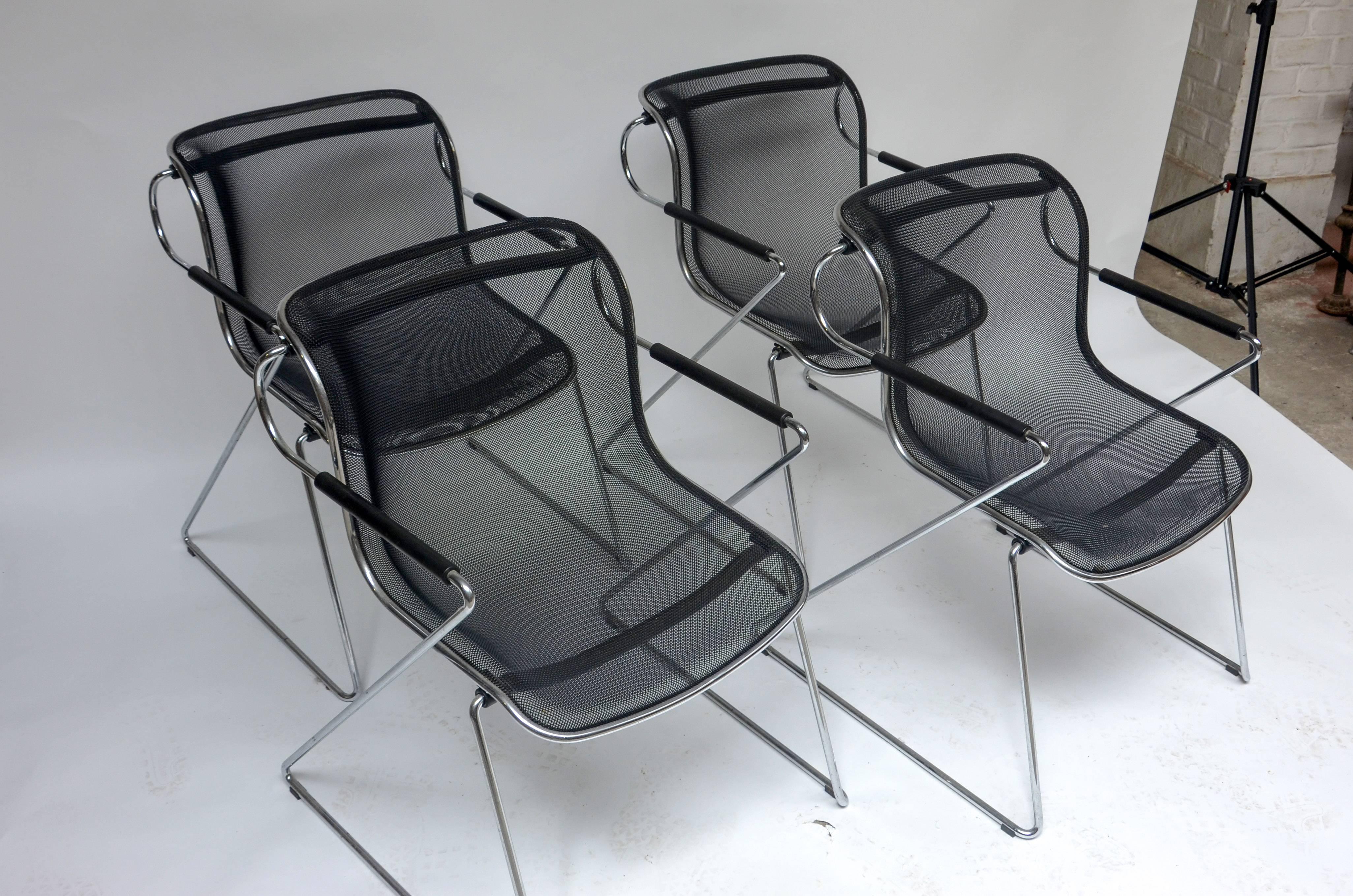 Mid-Century Modern Set of Four Charles Pollock Penelope Chairs for Castelli