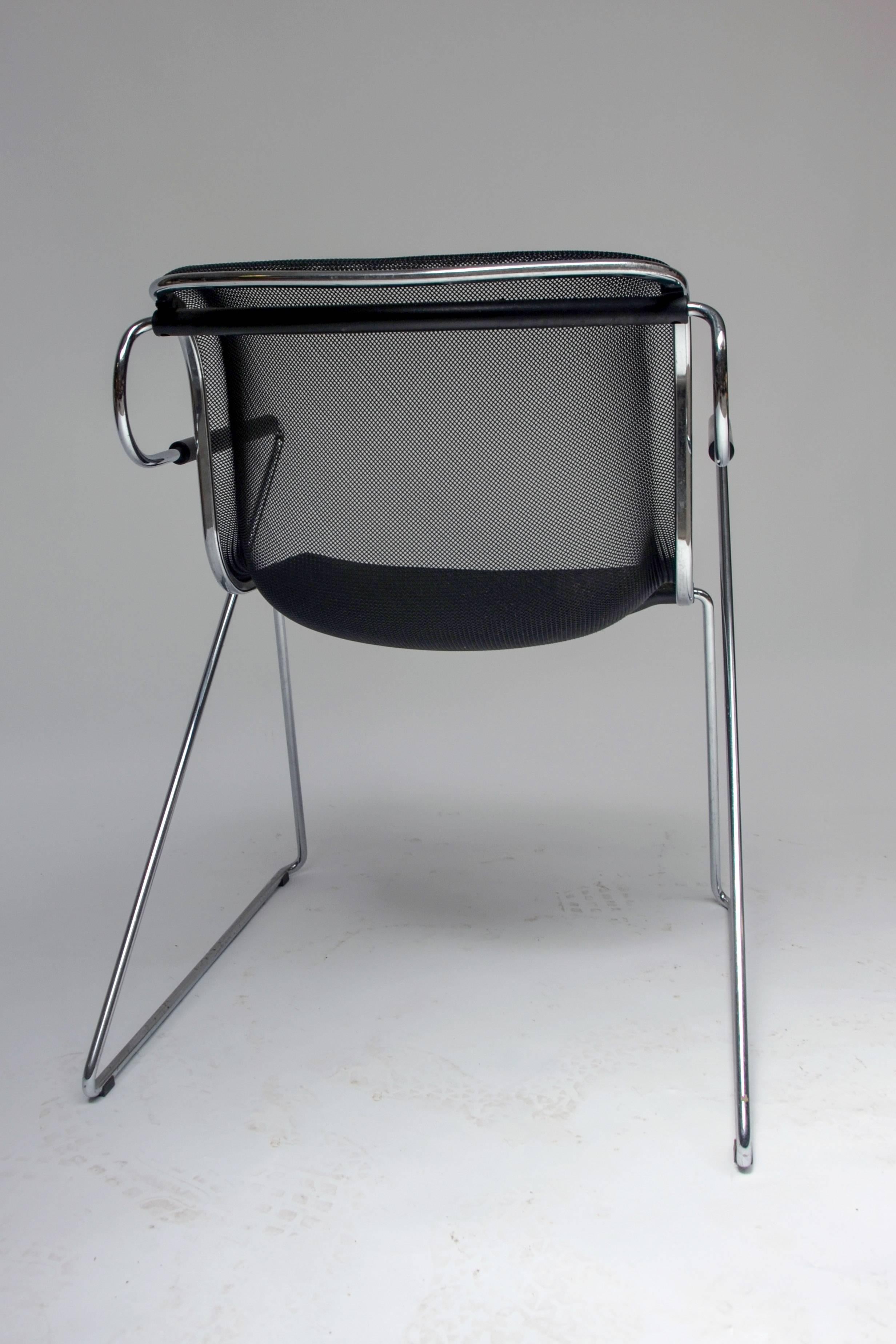 Steel Set of Four Charles Pollock Penelope Chairs for Castelli