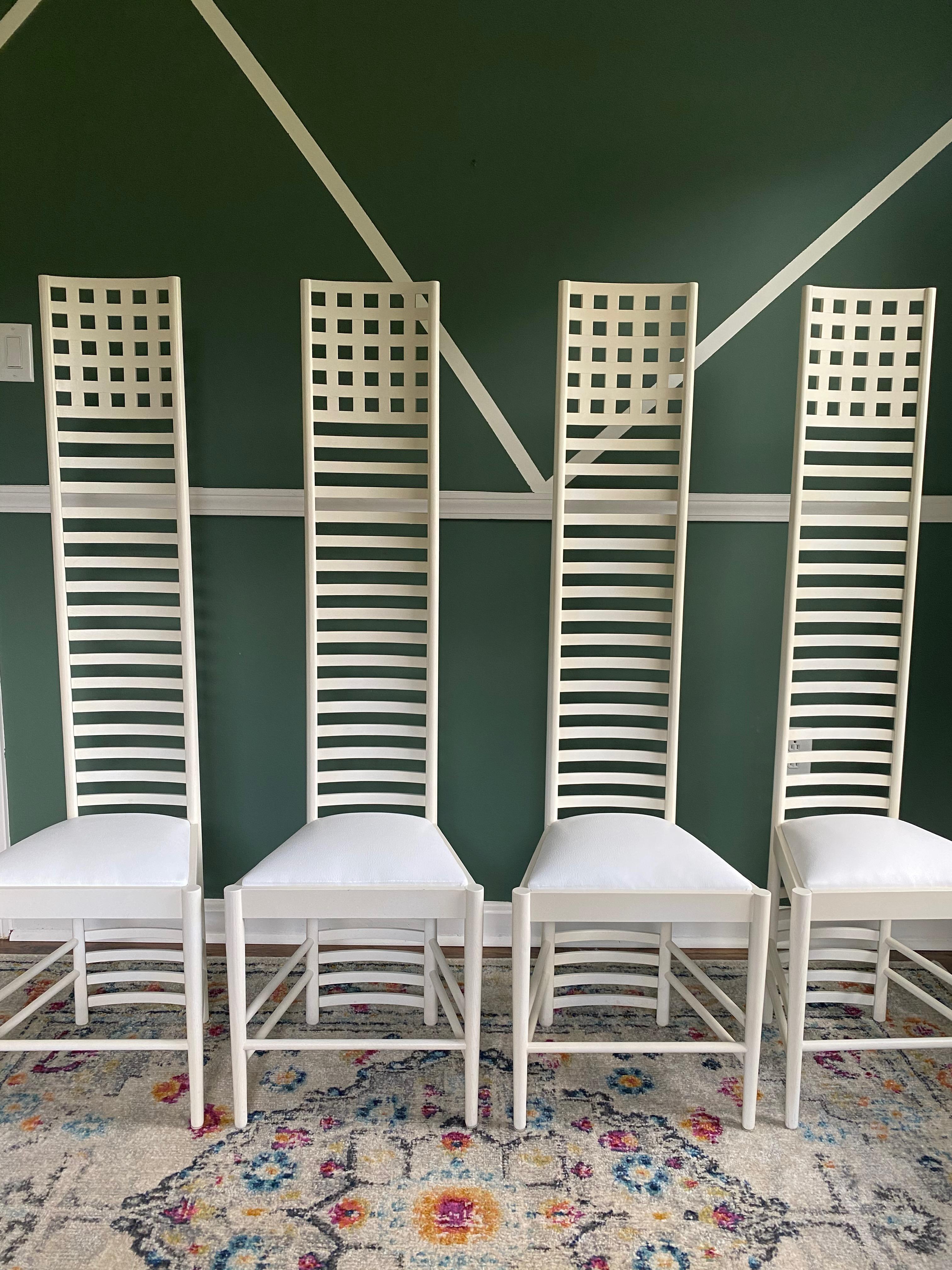 Set of Four Charles Rennie Mackintosh-Style High Back Chairs by Gordon Mfg. For Sale 3