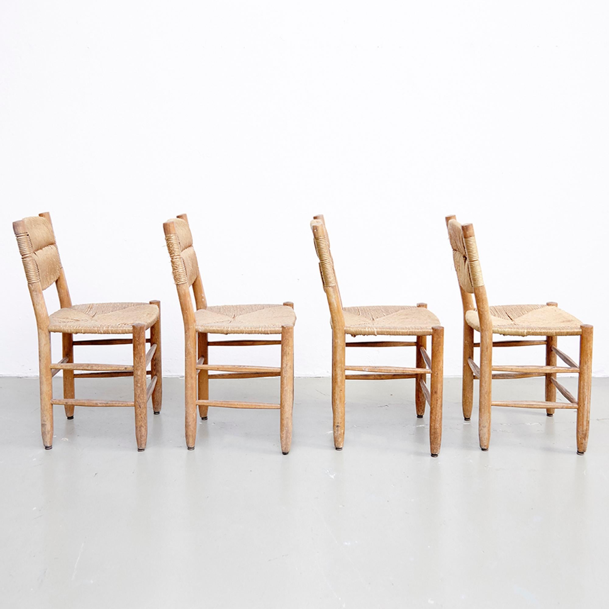 Mid-Century Modern Set of Four Charlotte Perriand Chairs, circa 1950