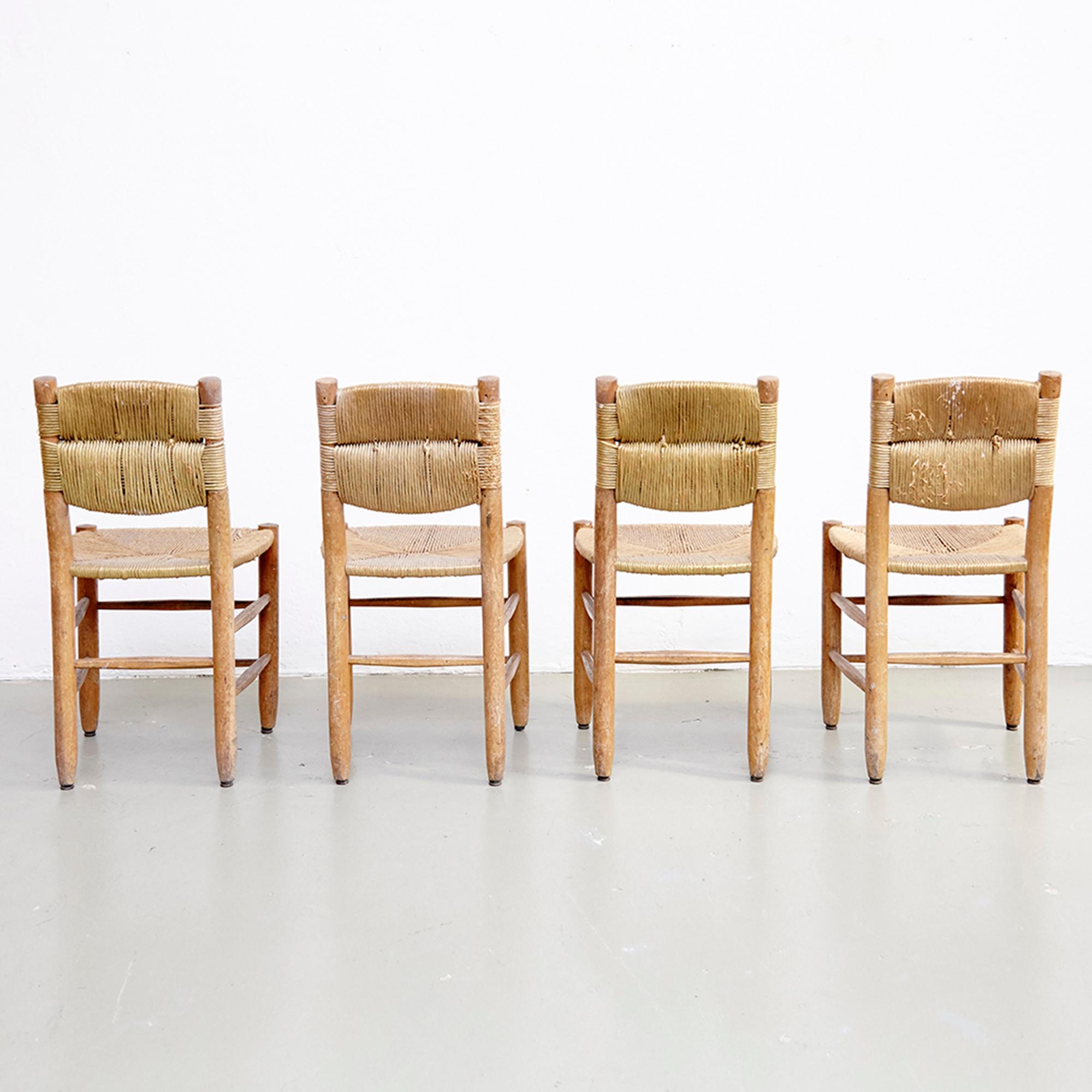 French Set of Four Charlotte Perriand Chairs, circa 1950