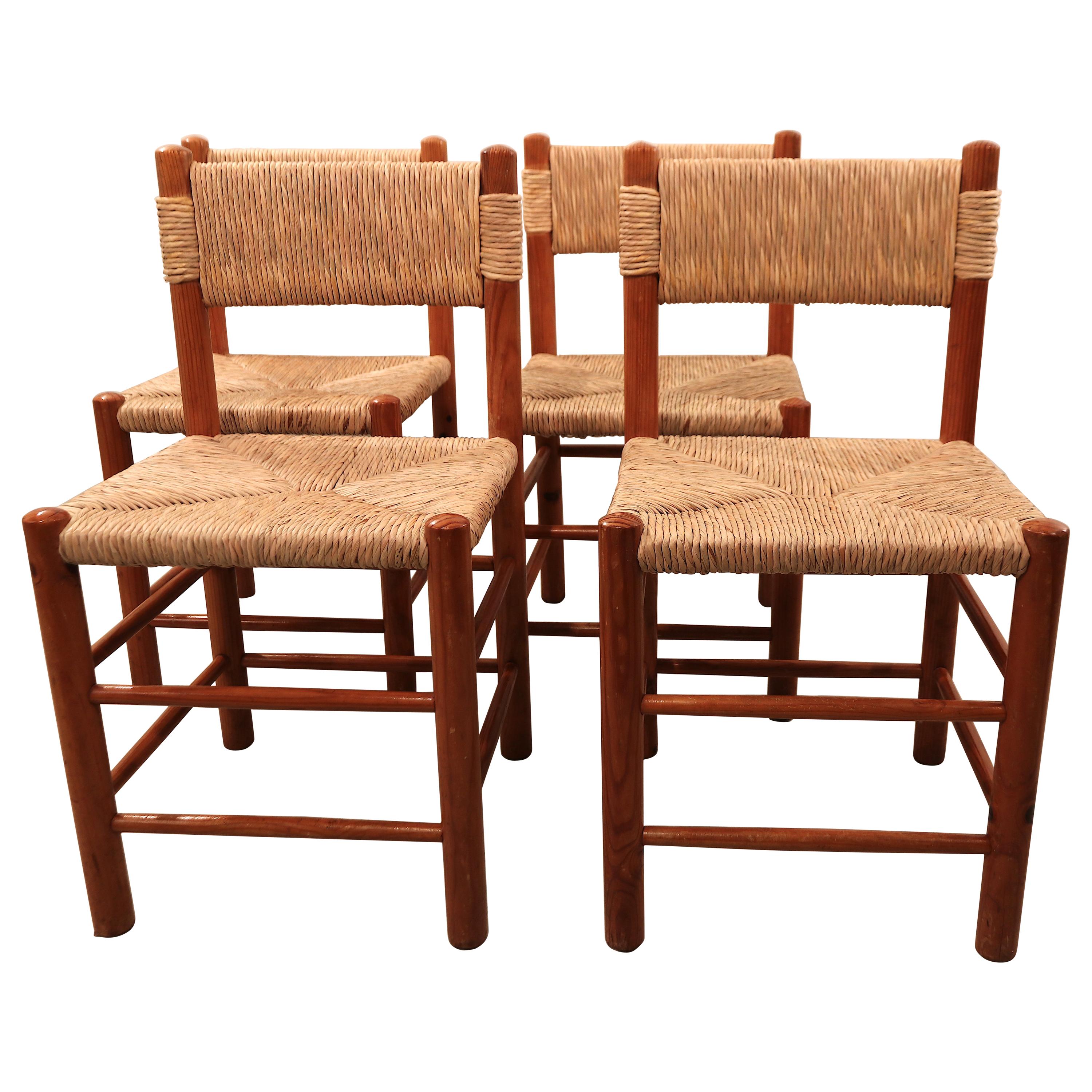 Set of Four Charlotte Perriand "Dordogne" Chairs for Robert Sentou, 1950s