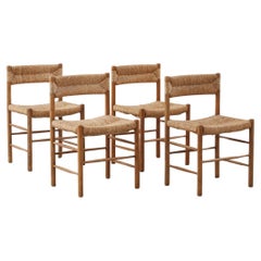 Retro Set of Four Charlotte Perriand Dordogne Chairs for Robert Sentou, France c1950