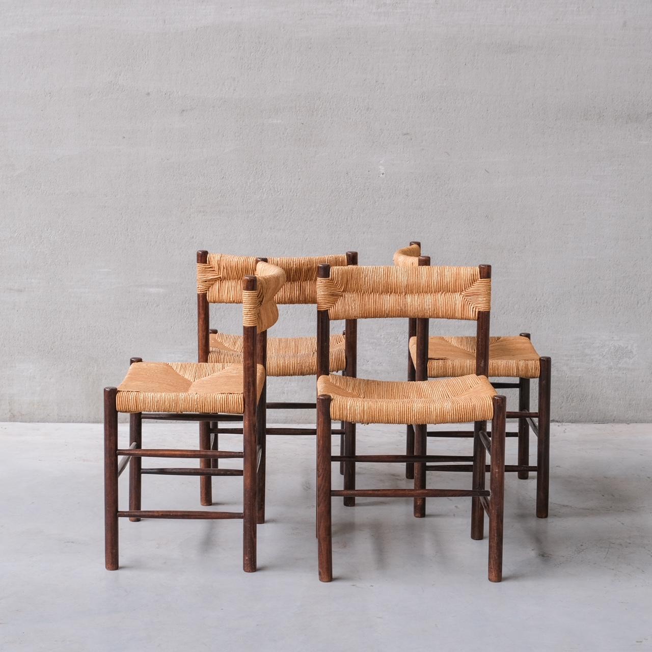 Set of Four Charlotte Perriand 'Dordogne' Model Mid-Century Dining Chairs For Sale 5