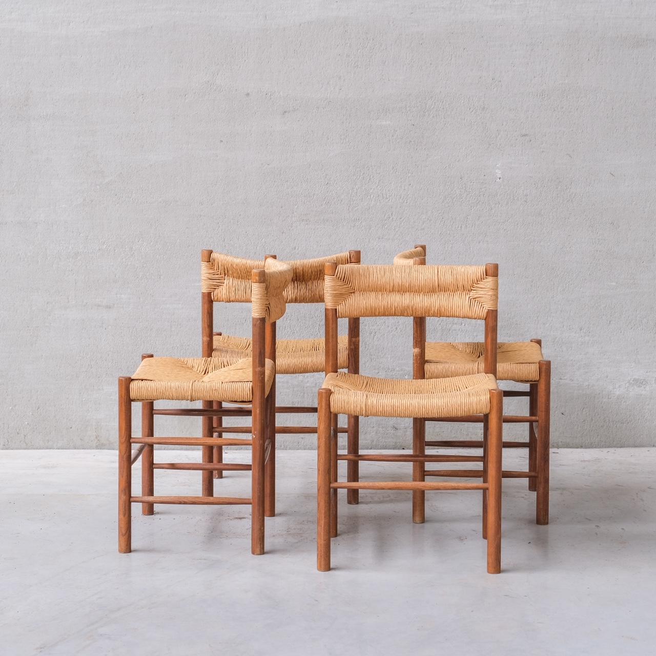 Set di quattro sedie da pranzo di metà secolo di Charlotte Perriand modello 'Dordogne' in vendita 6