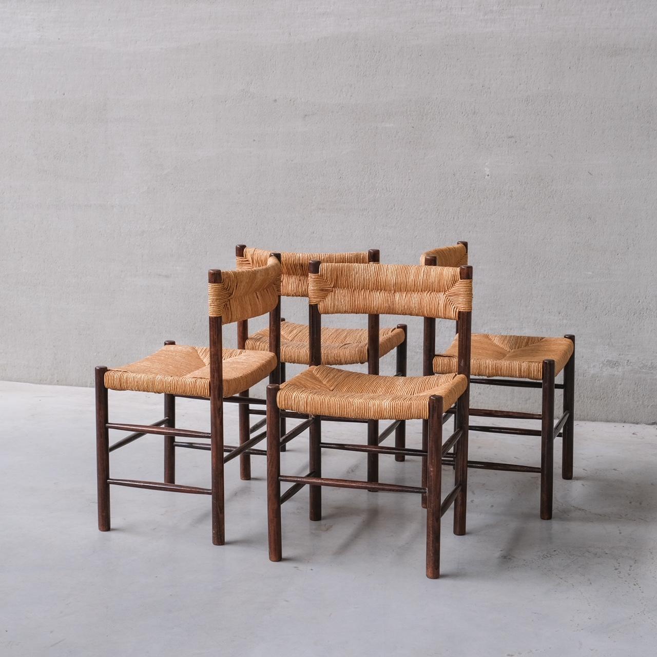 Set of Four Charlotte Perriand 'Dordogne' Model Mid-Century Dining Chairs For Sale 6