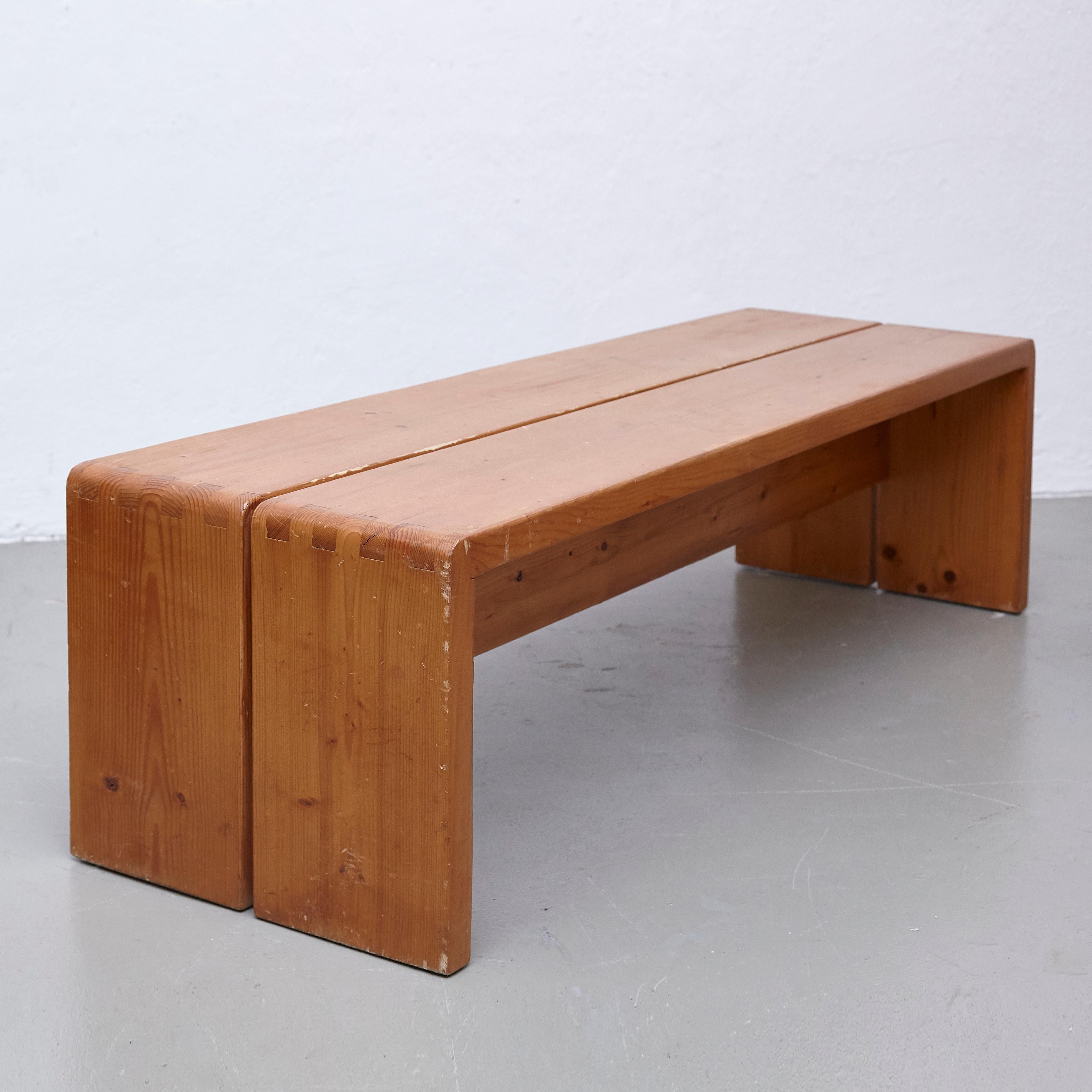 Set of Four Charlotte Perriand Large Wood Benches for Les Arcs, circa 1960 6