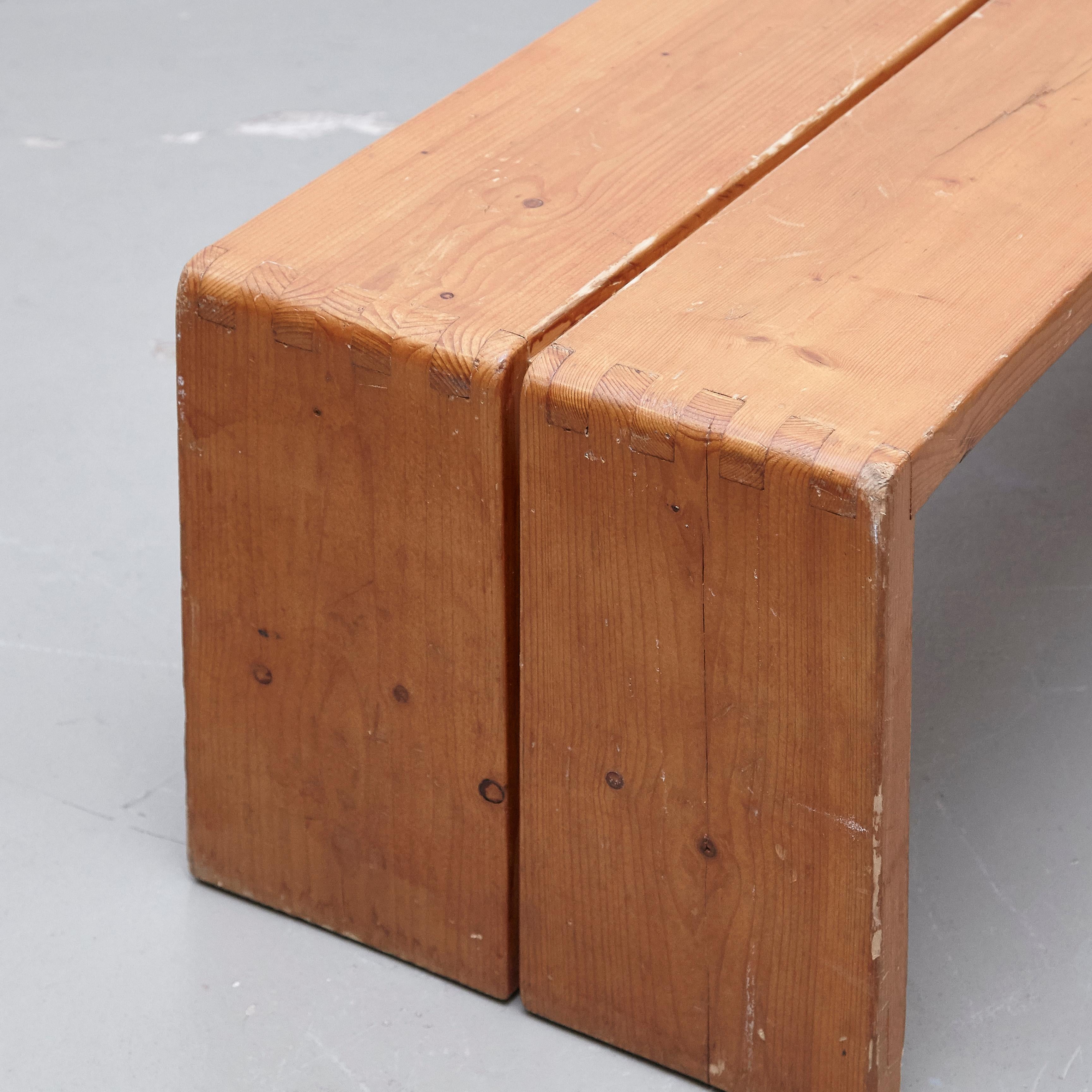 Set of Four Charlotte Perriand Large Wood Benches for Les Arcs, circa 1960 7