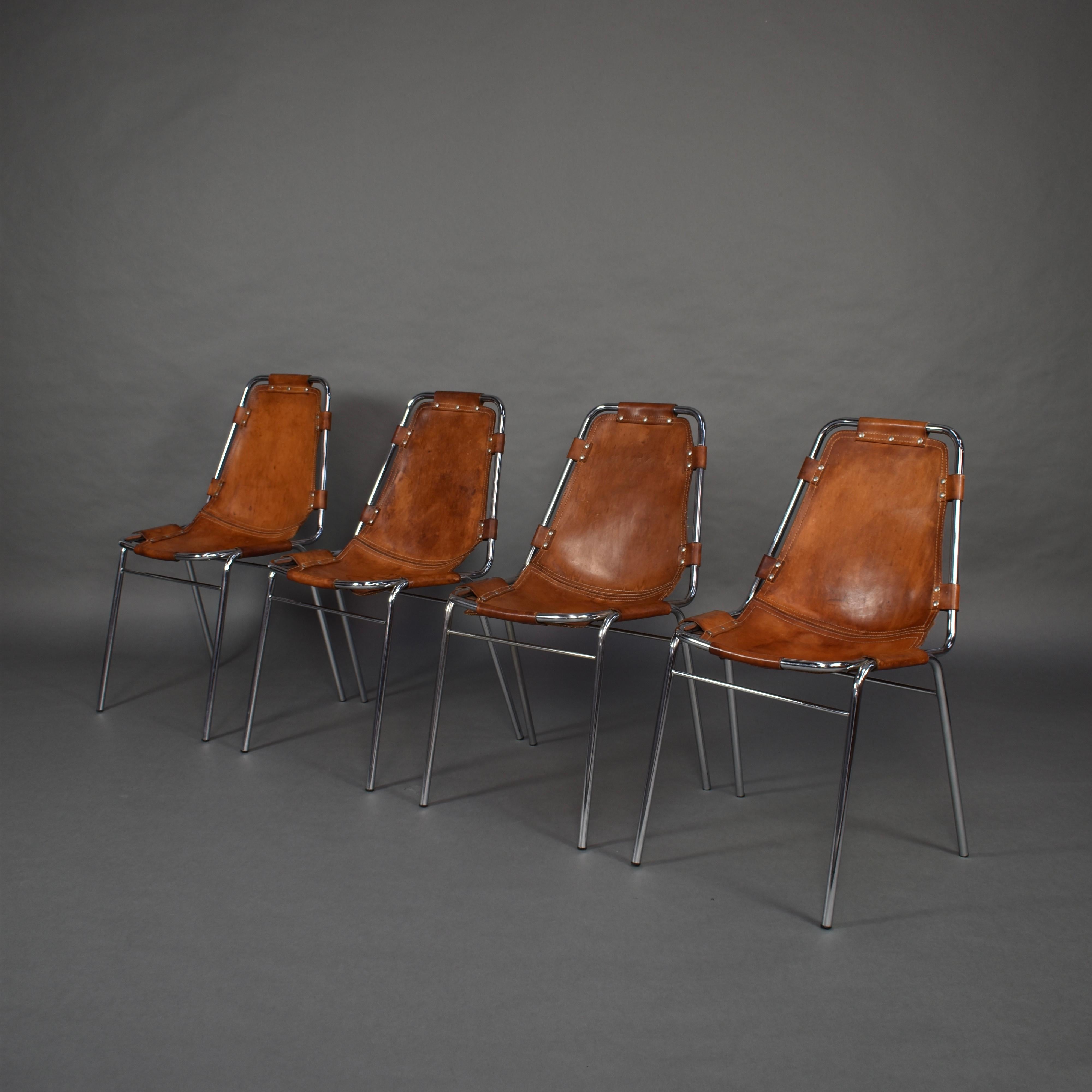 Set of Four Les Arcs Chairs Selected by Charlotte Perriand, 1960s 6