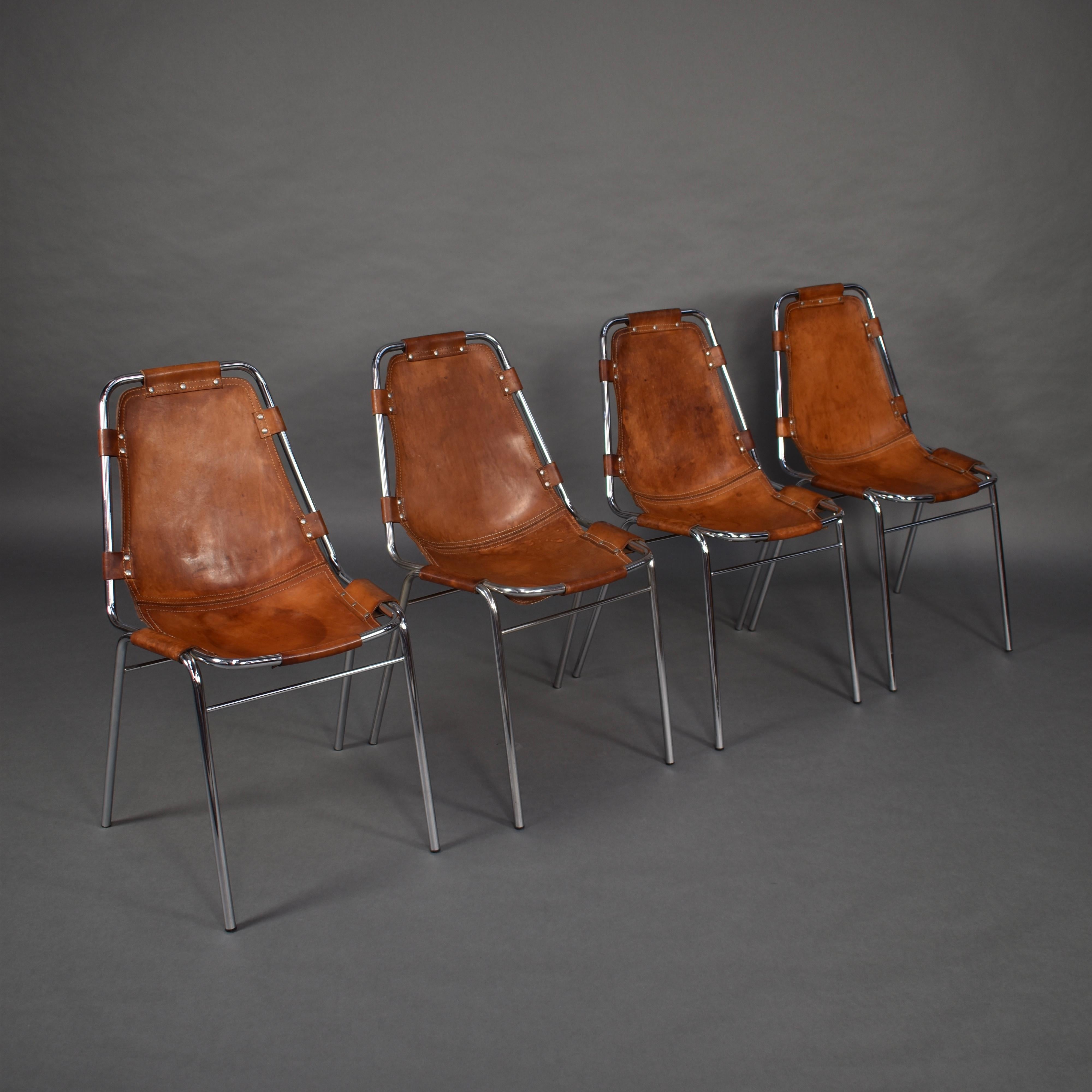 Set of Four Les Arcs Chairs Selected by Charlotte Perriand, 1960s 7
