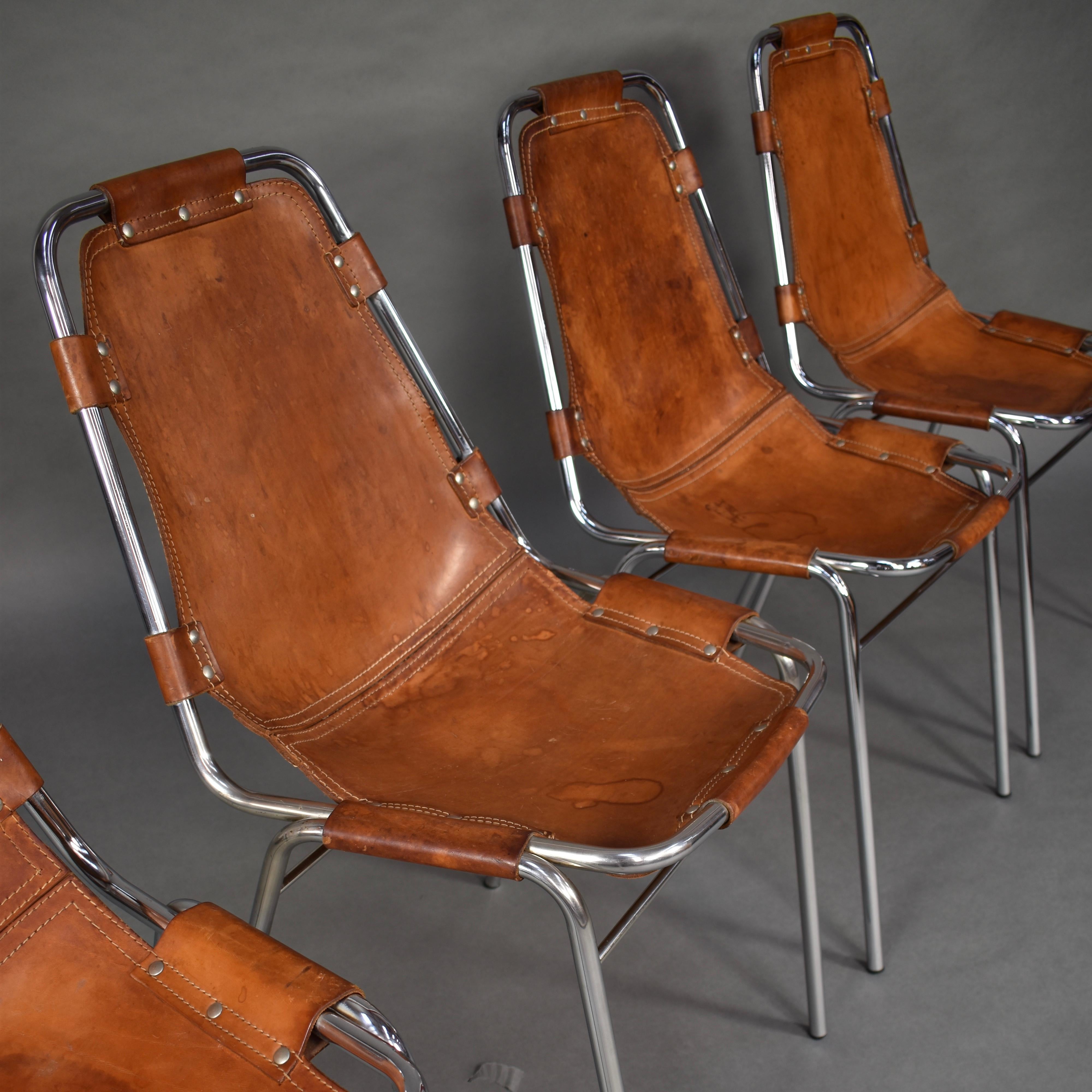 Set of Four Les Arcs Chairs Selected by Charlotte Perriand, 1960s 8