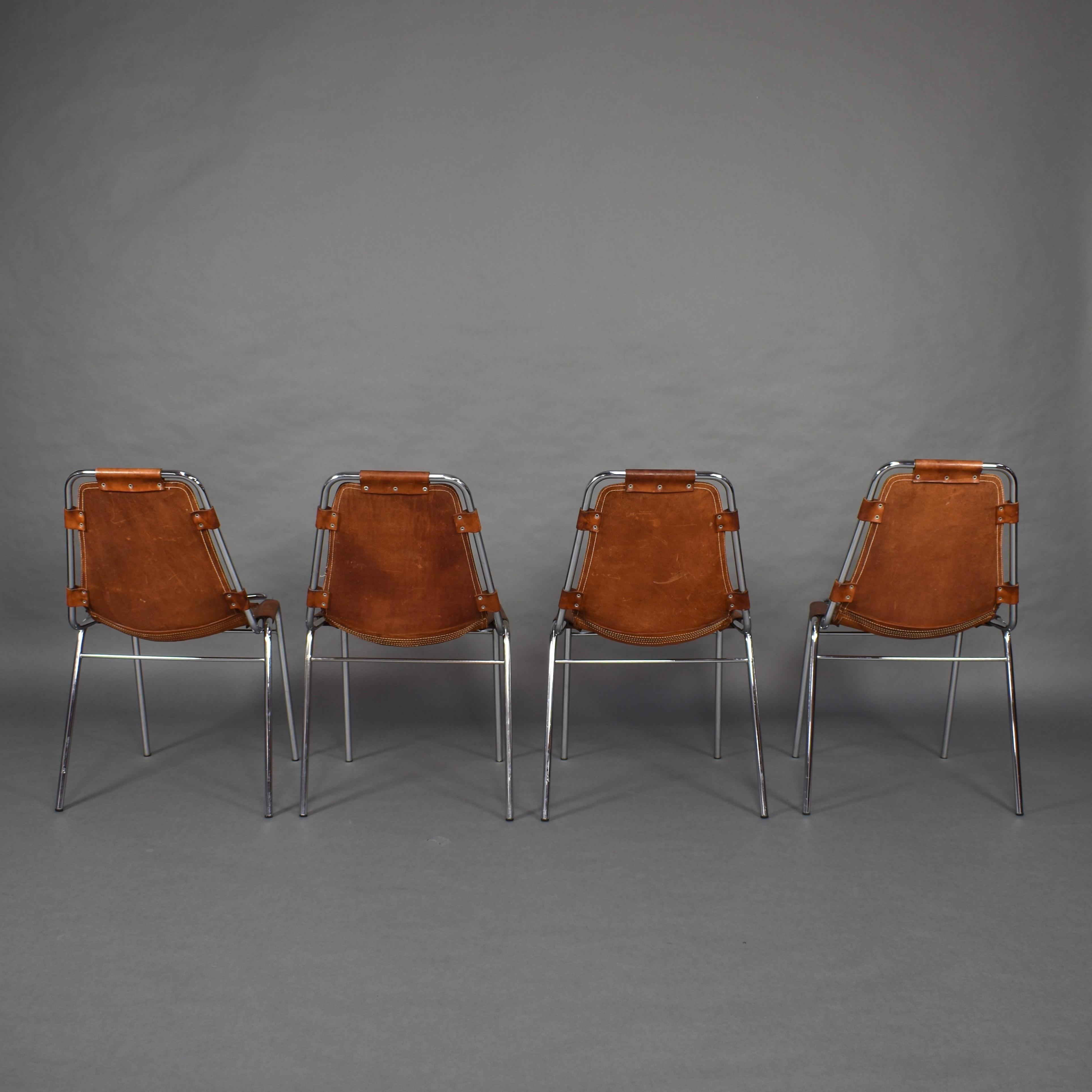 Set of Four Les Arcs Chairs Selected by Charlotte Perriand, 1960s 1