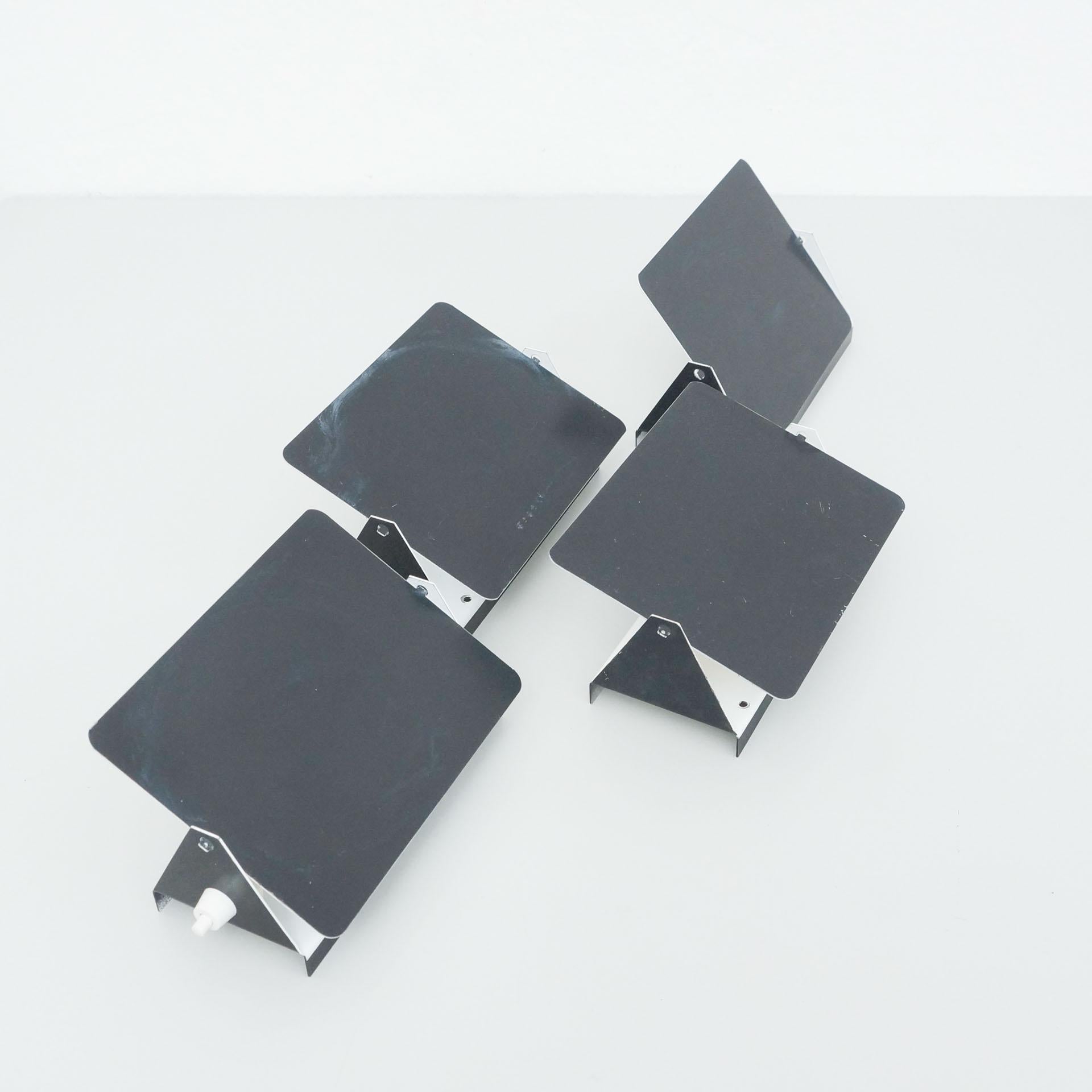 Lacquered Set of Four Charlotte Perriand, Mid-Century Modern, Black CP-1 French Wall Light