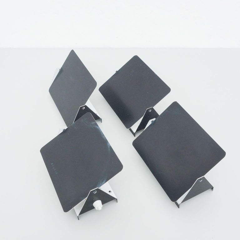 Set of Four Charlotte Perriand, Mid-Century Modern, Black CP-1 French Wall Light In Good Condition For Sale In Barcelona, Barcelona