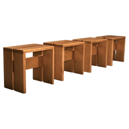 1 of 4 Charlotte Perriand Stools for Les Arcs, France 1960s