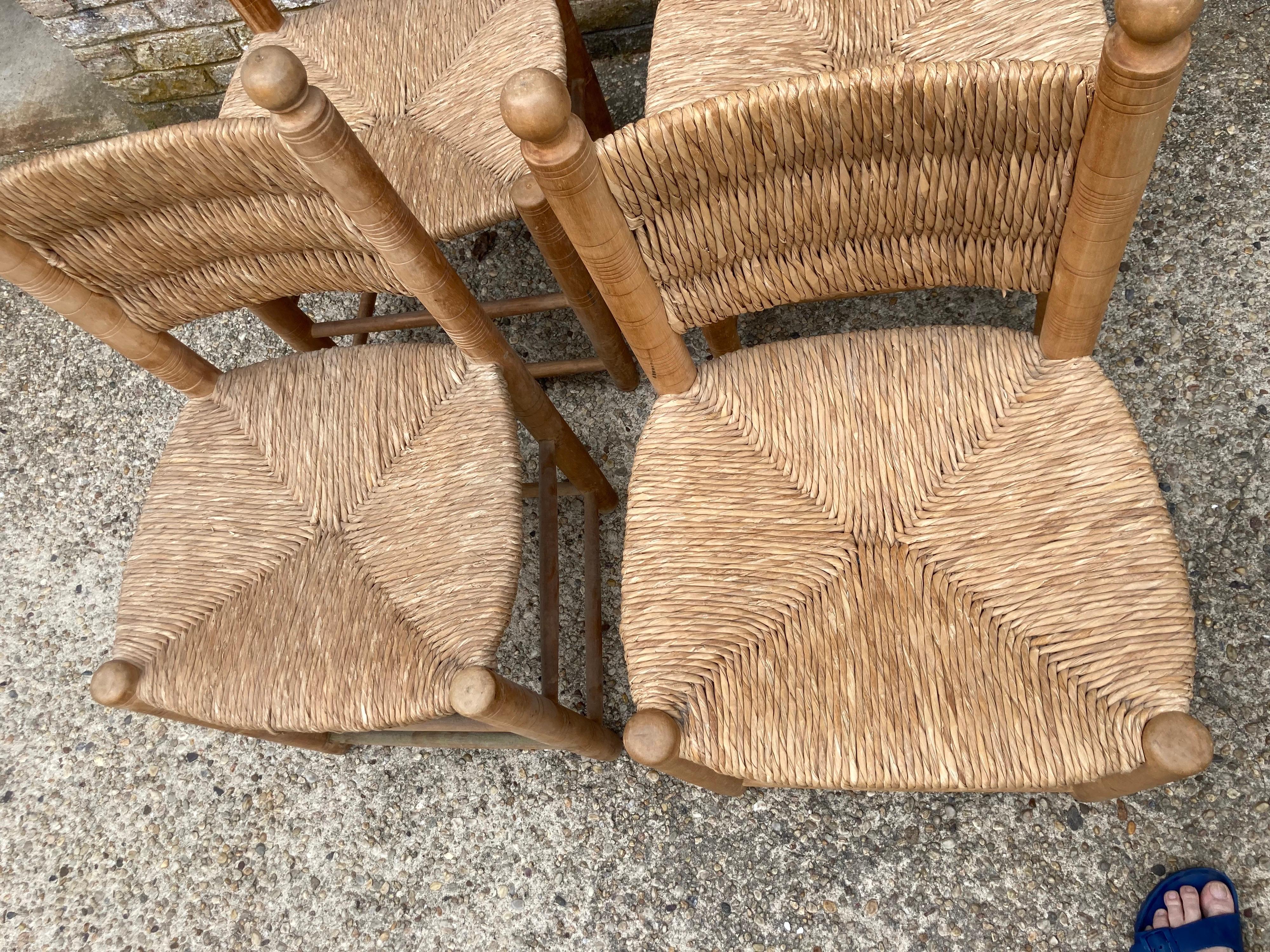 Set of Four Charlotte Perriand Style Chairs In Good Condition In East Hampton, NY
