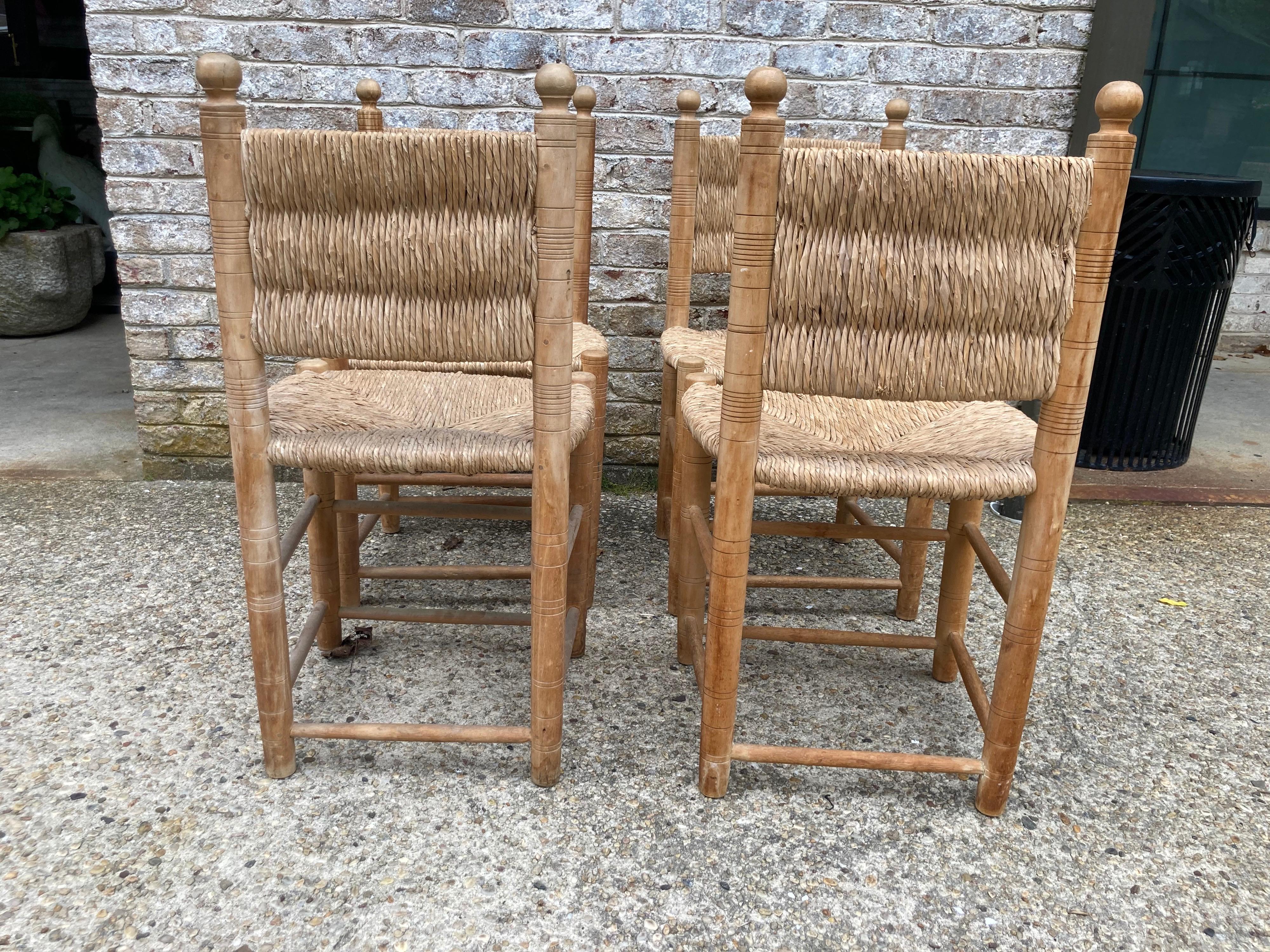 Rush Set of Four Charlotte Perriand Style Chairs