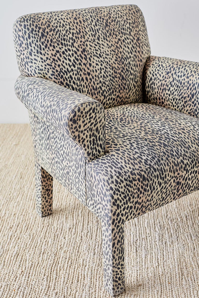 Set of Four Cheetah Leopard Upholstered Club Chairs at 1stDibs